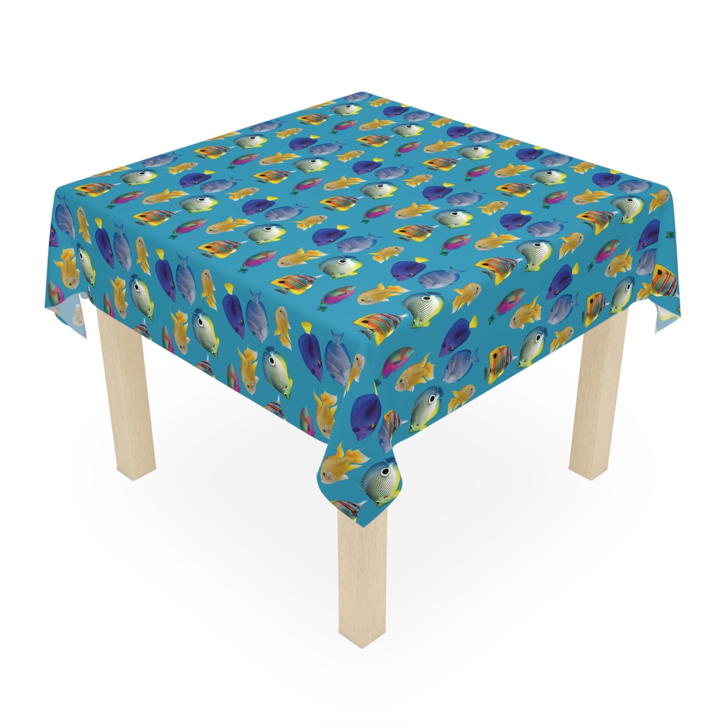 School of Fish/Turquoise Tablecloth, 55" x 55"