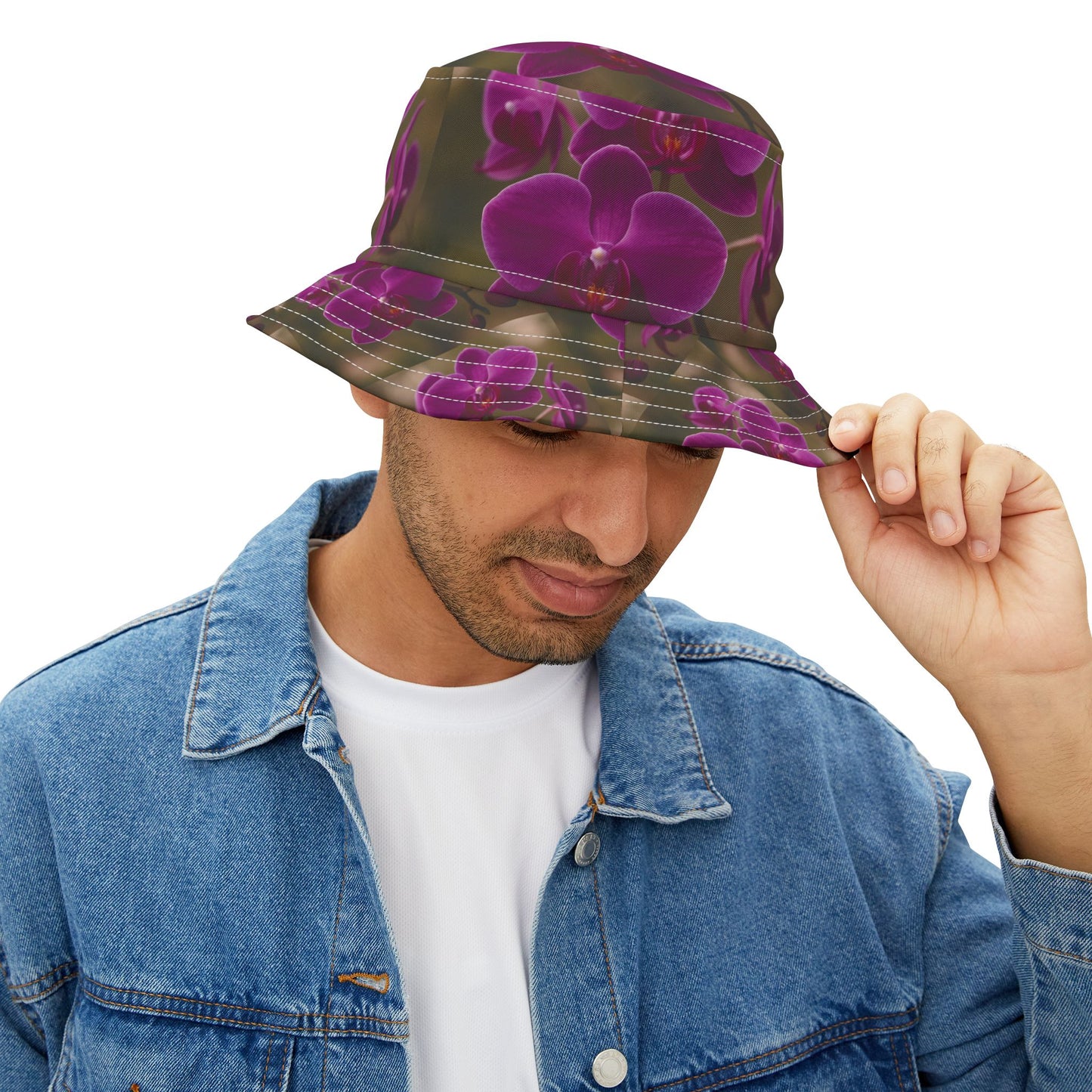 Purple Orchids Majesty / Polyester Bucket Hat for Beach Lovers