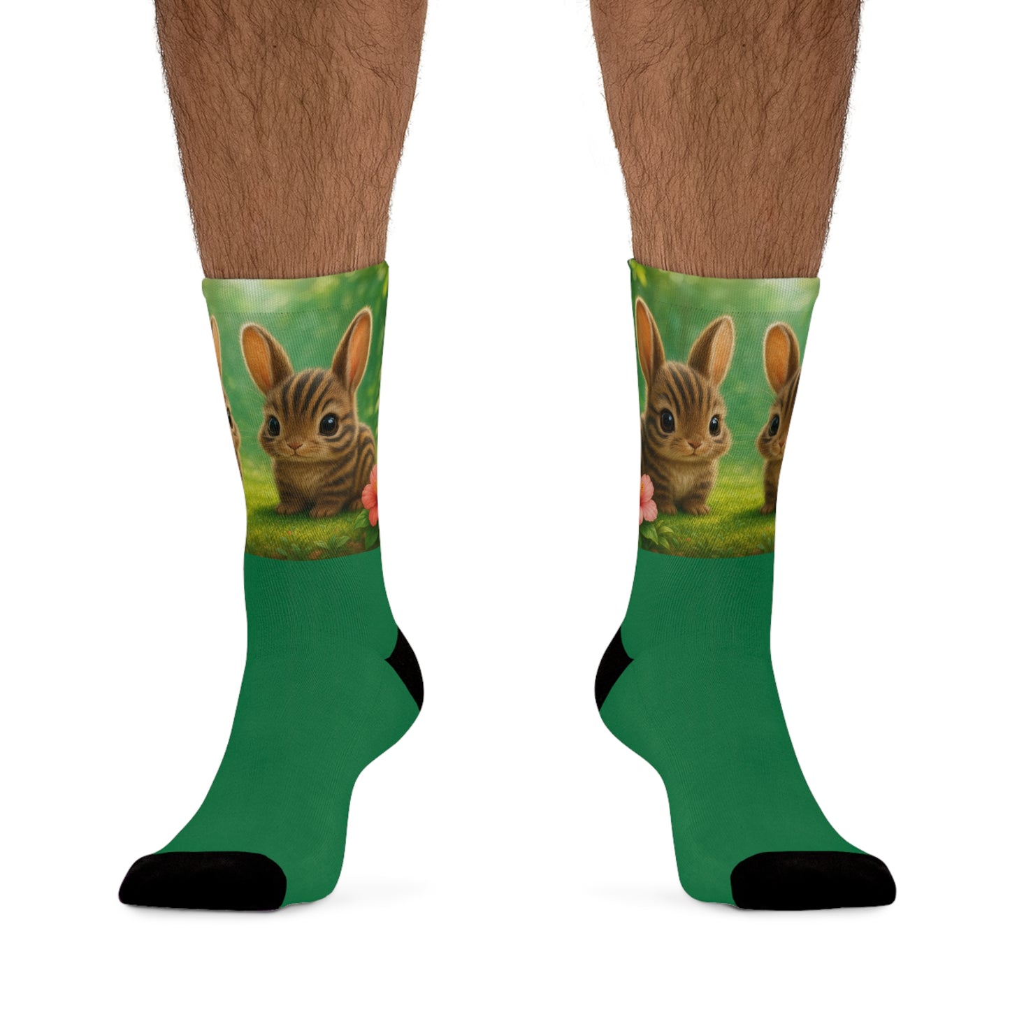 Recycled Poly Socks, Baby Sumantran Rabbits/Dark Green