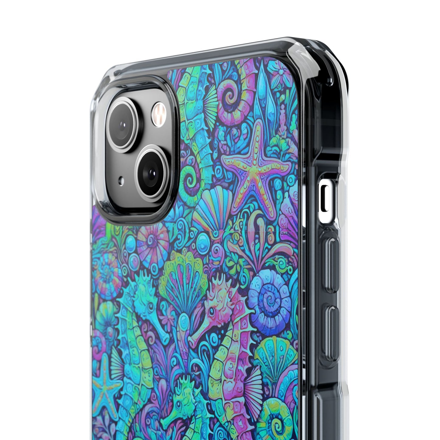 Seahorses/Turquoise POP Magnetic Clear Phone Case, Many Models