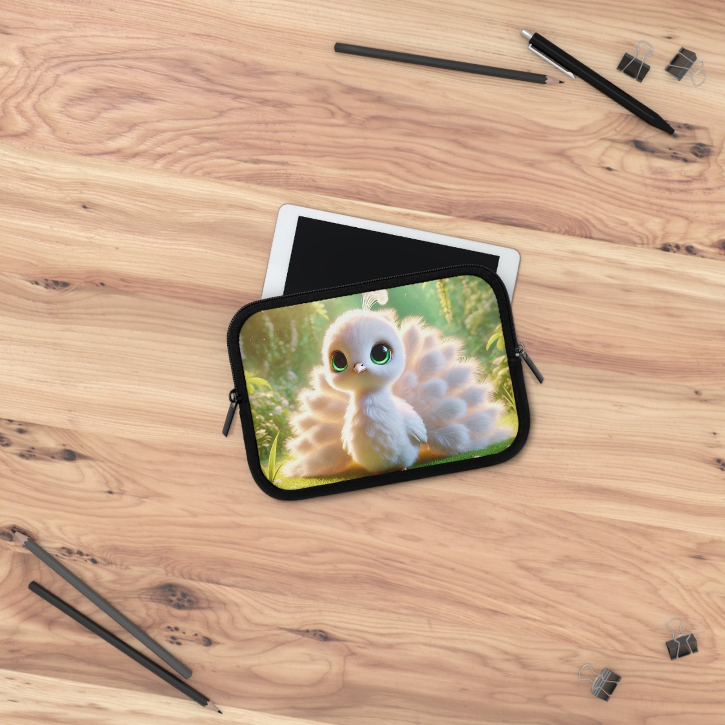 Tropical Laptop Sleeve, 5 Sizes - Perfect for Rainforest Lovers & Students / Baby White Peacock
