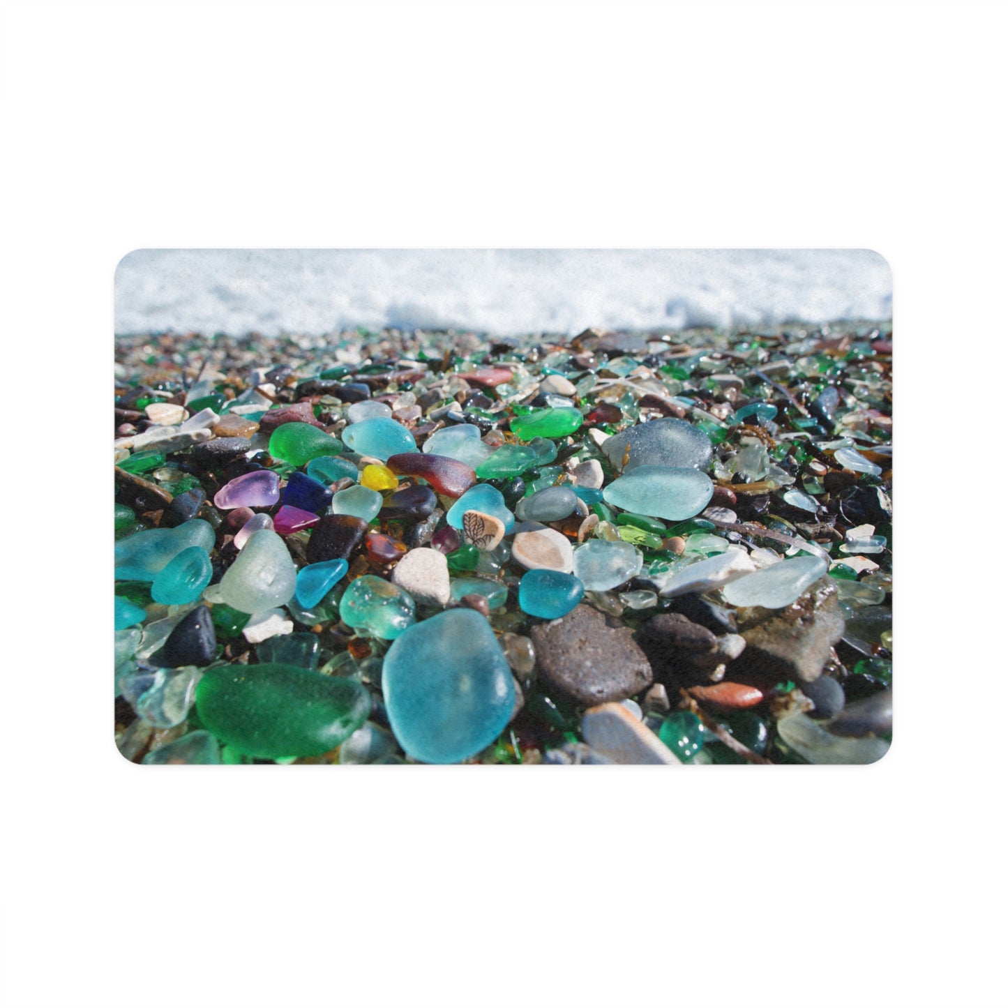 Pet Food Mat (12x18) - Beach Glass Along Shoreline