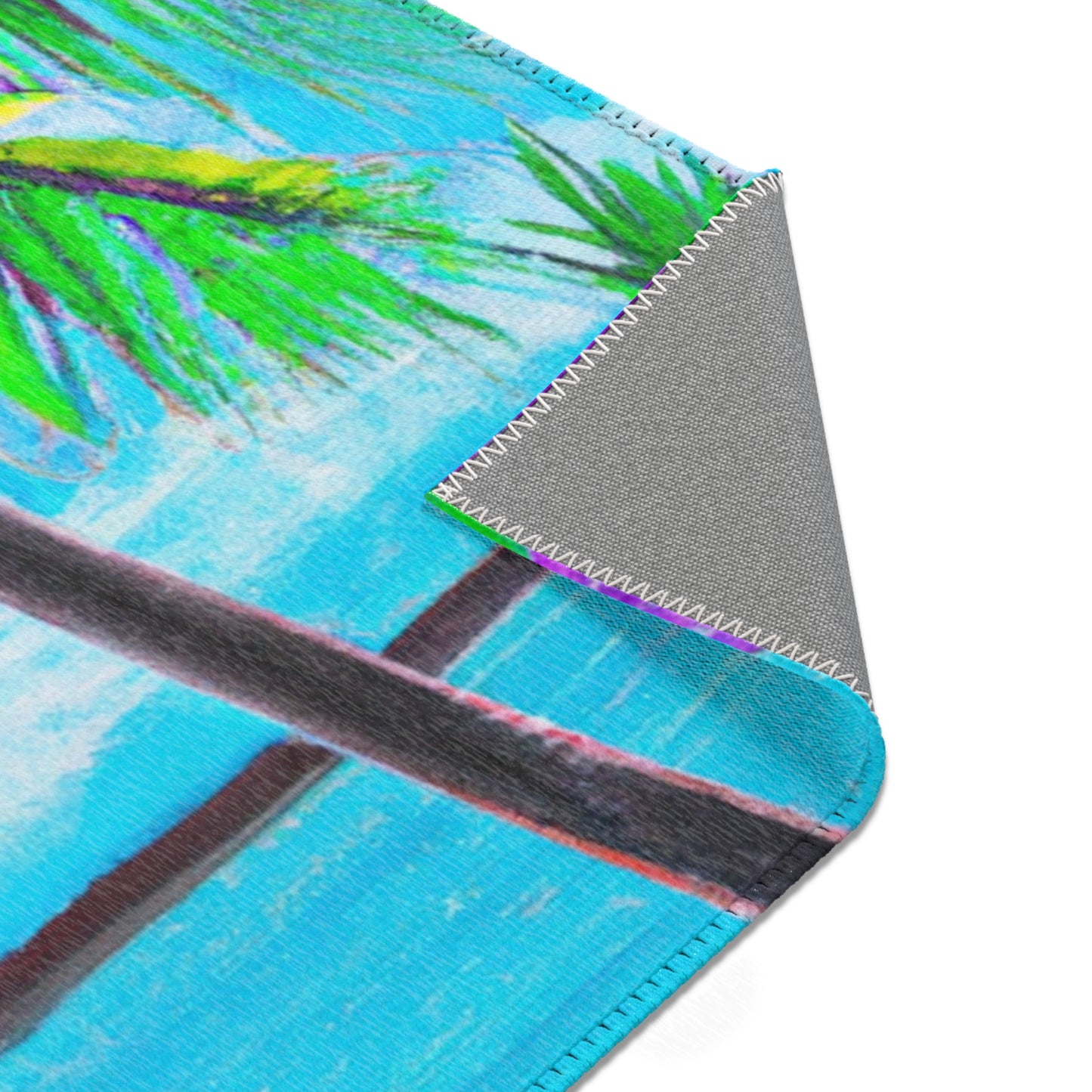 Tropical Paradise Area Rug, 3 Sizes - Vibrant Design / Calm Beach