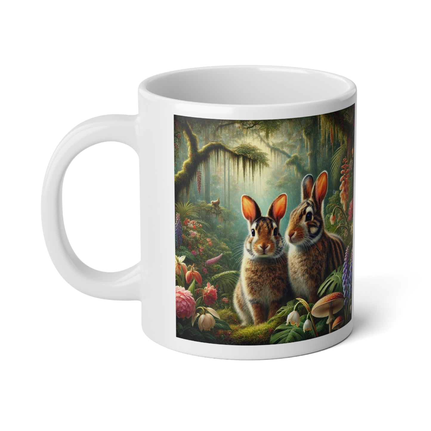 Jumbo Mug, 20oz, Sumatran Rainforest Rabbits | Tropical Coffee Cup