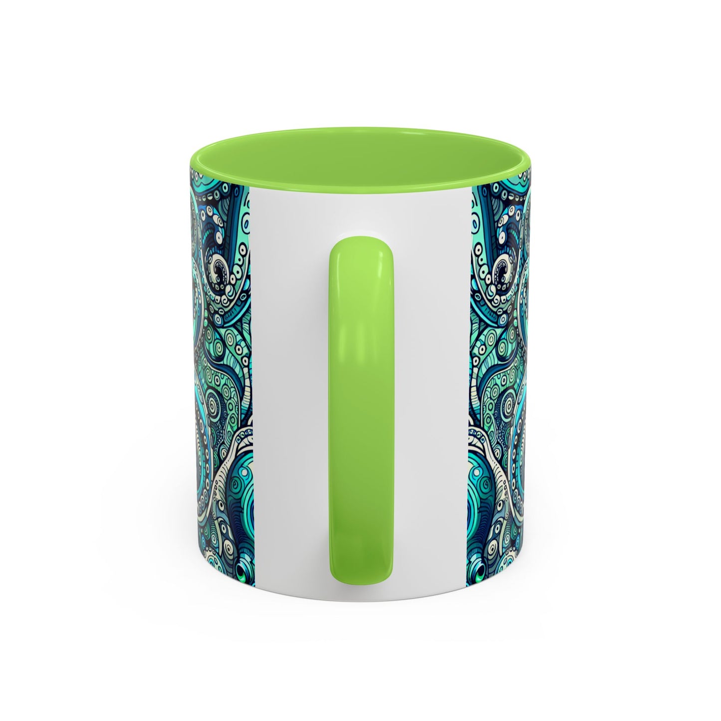 Accent Color Coffee Mug, Many Colors - 11oz & 15oz / Aqua Octopus