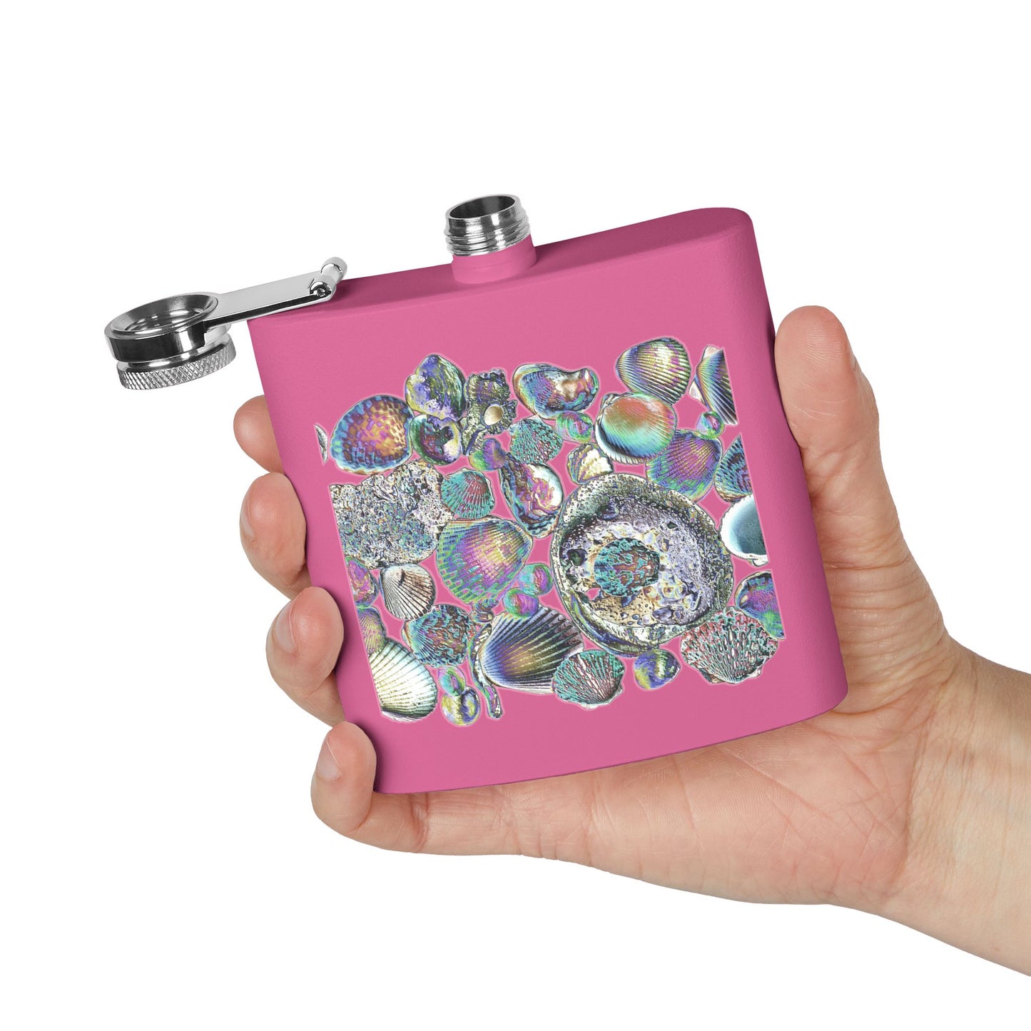 Tropical Stainless Steel 6 oz. Flask, Many Colors  – Heatwave Seashell Collection