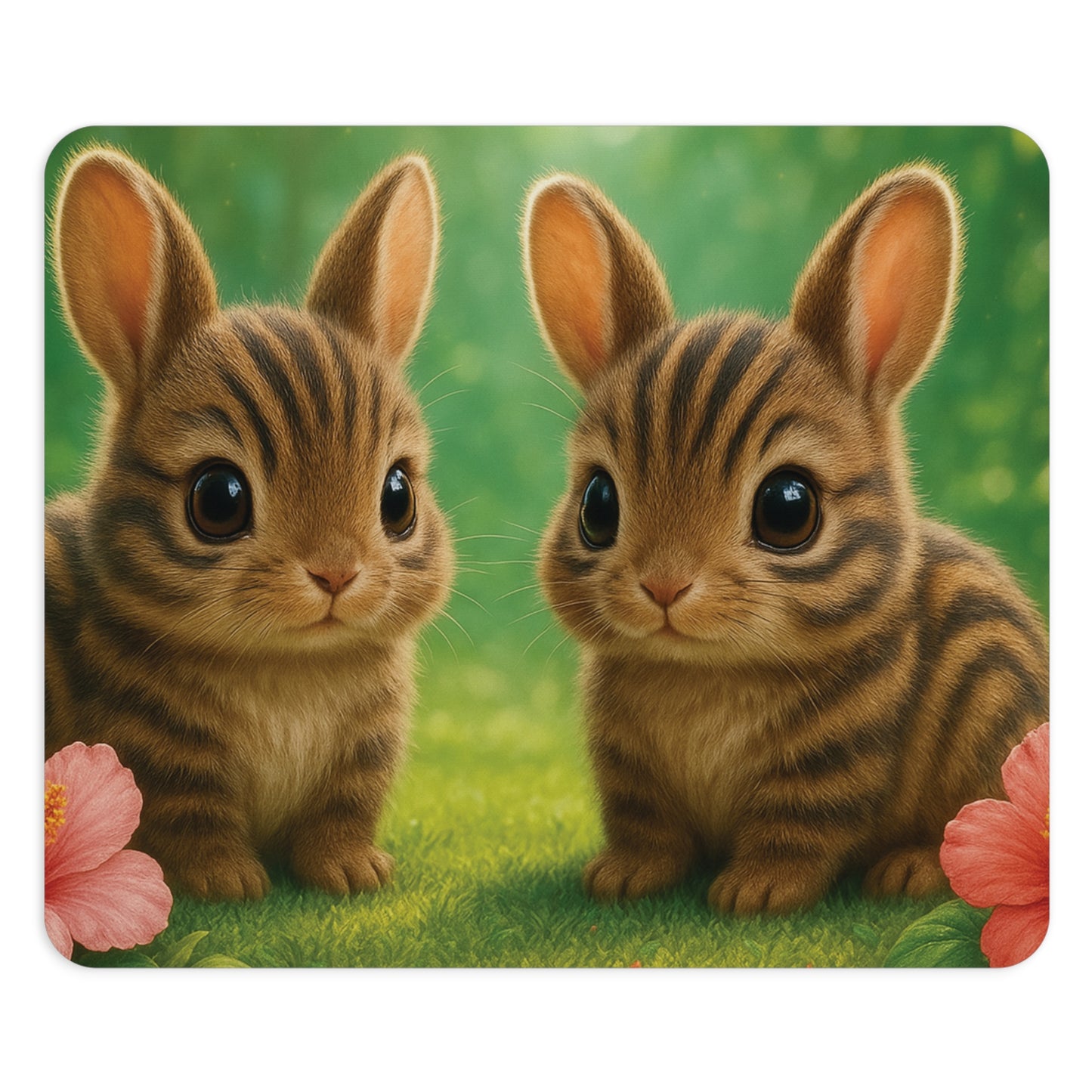 Tropical Mouse Pad, 2 Shapes - Beach Vibes for Home Office & Gamer / Rainforest Two Sumatran Rabbits