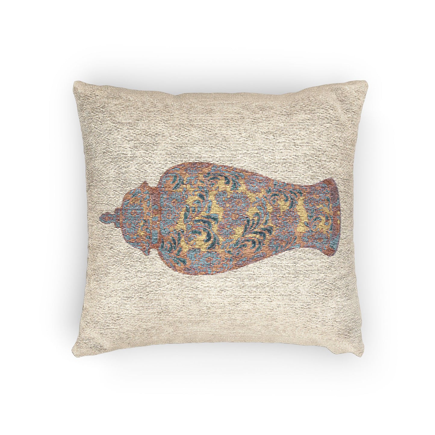 Woven Pillow, 17"W x 18"L ~ Tropical Ginger Jar