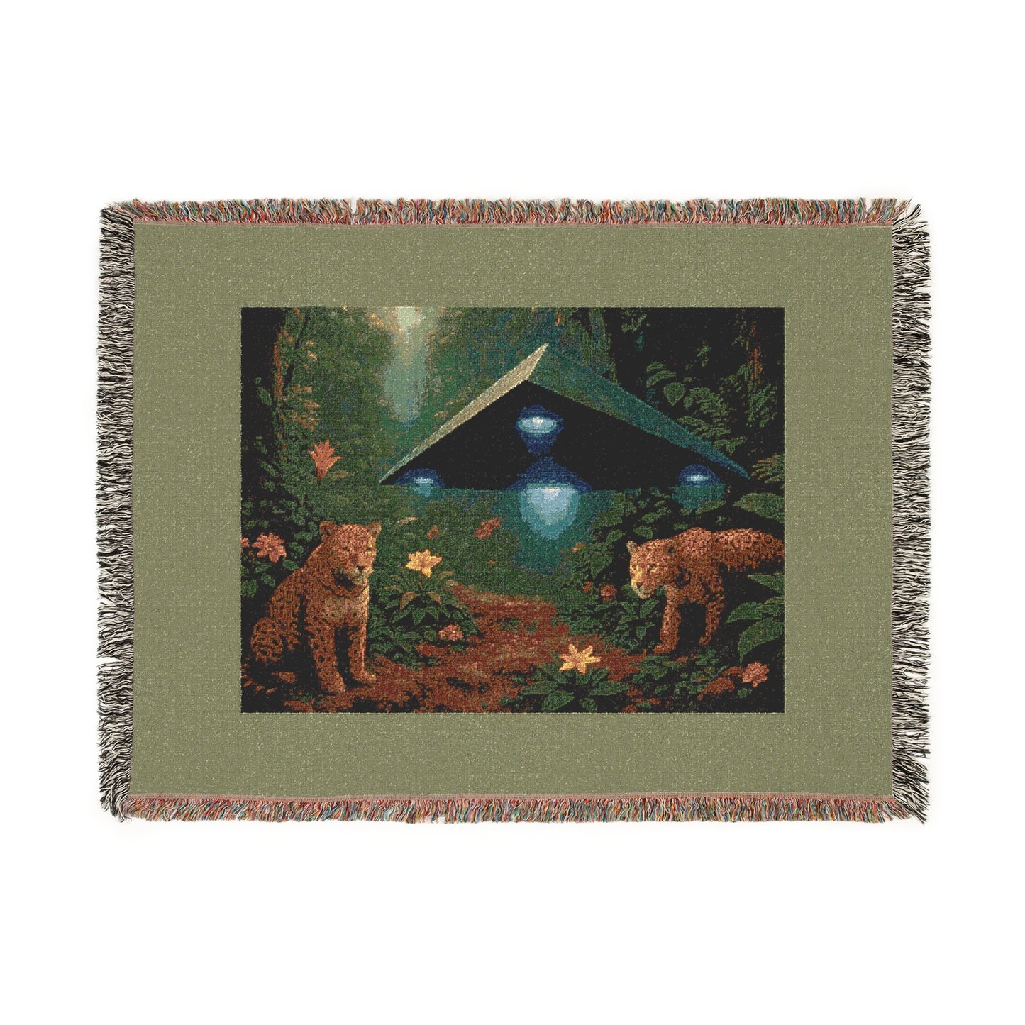 Woven Blanket, 3 Sizes - Tropical Home Decor / UFO and Jaguars