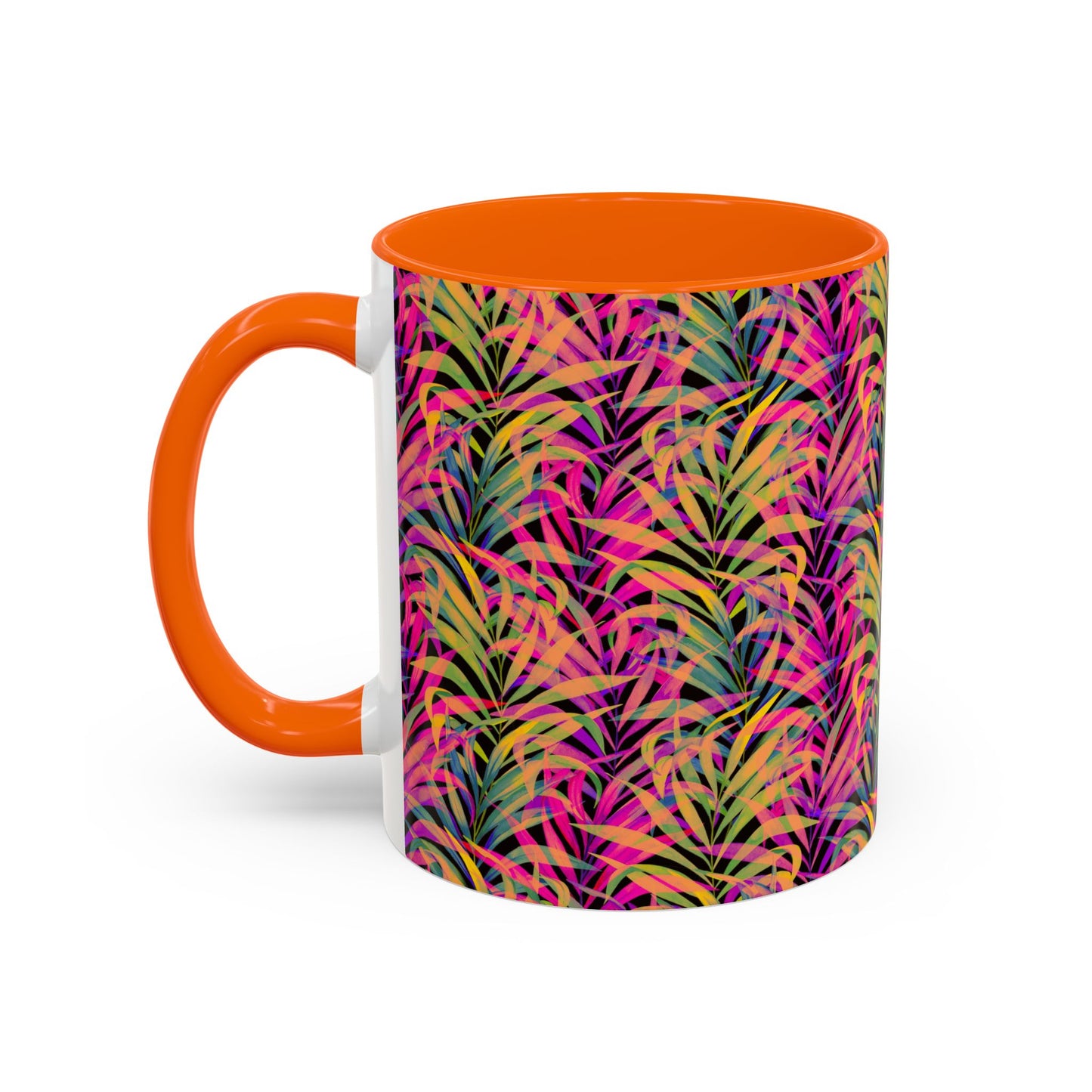 Accent Coffee Mug (11, 15oz), Rainbow Fronds / Various Colors