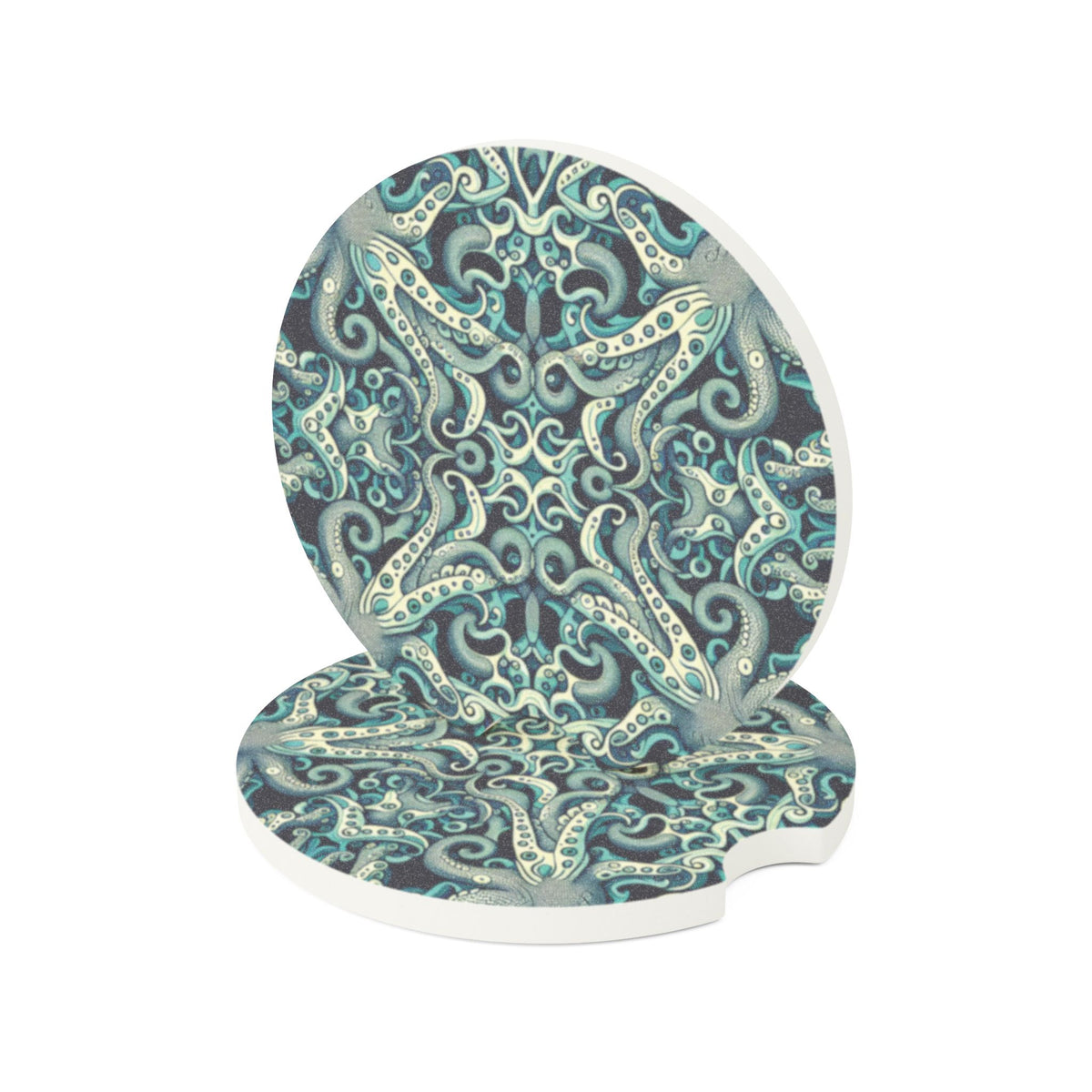 Soapstone Car Coaster - Twisted Aqua Octopus