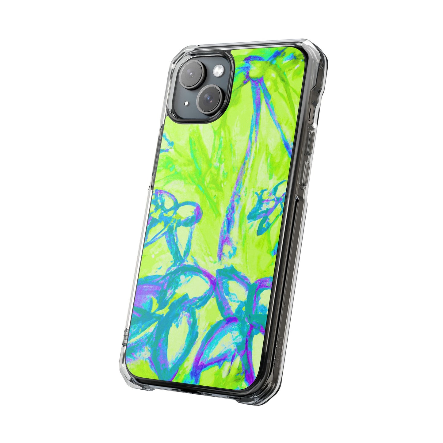 Tropical Doodles/Lime Magnetic Clear Phone Case, Many Models