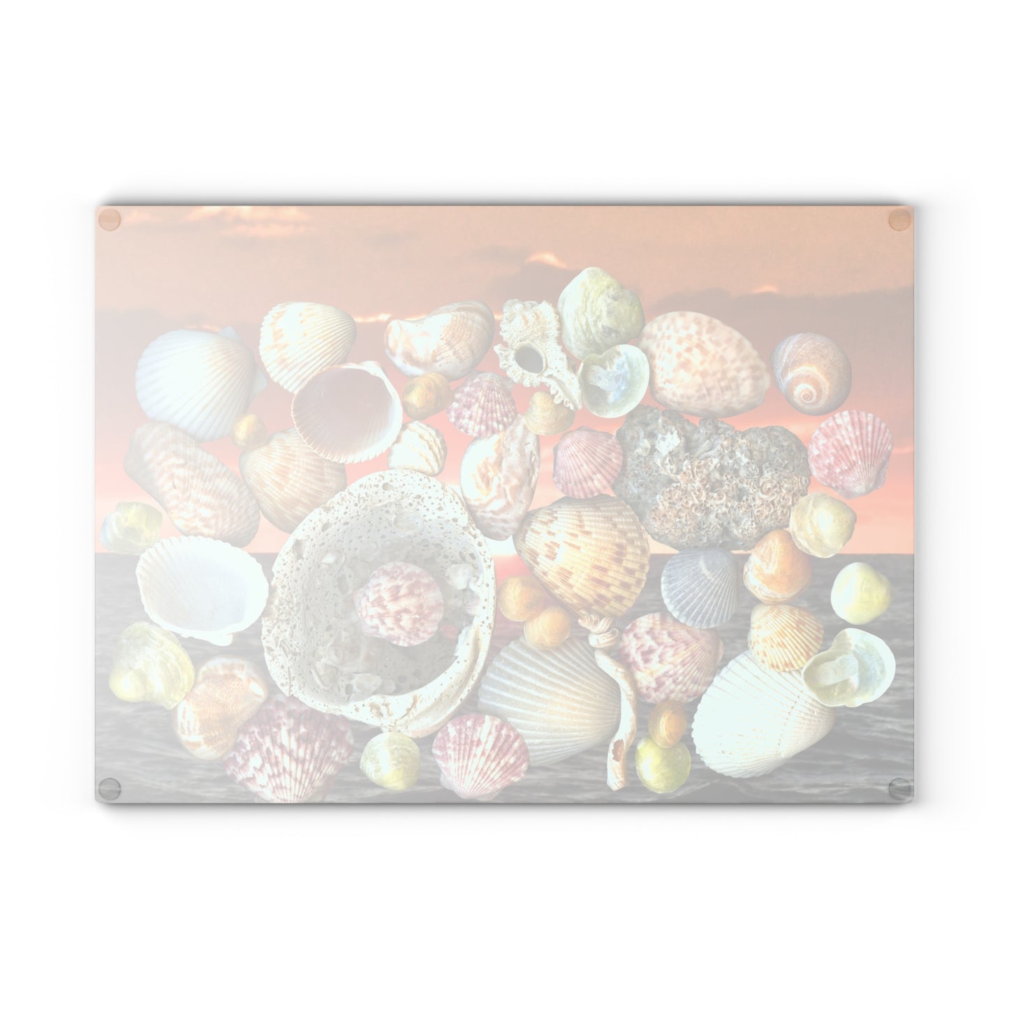 Glass Cutting Board, 2 sizes - Sky/Ocean Seashell Collection