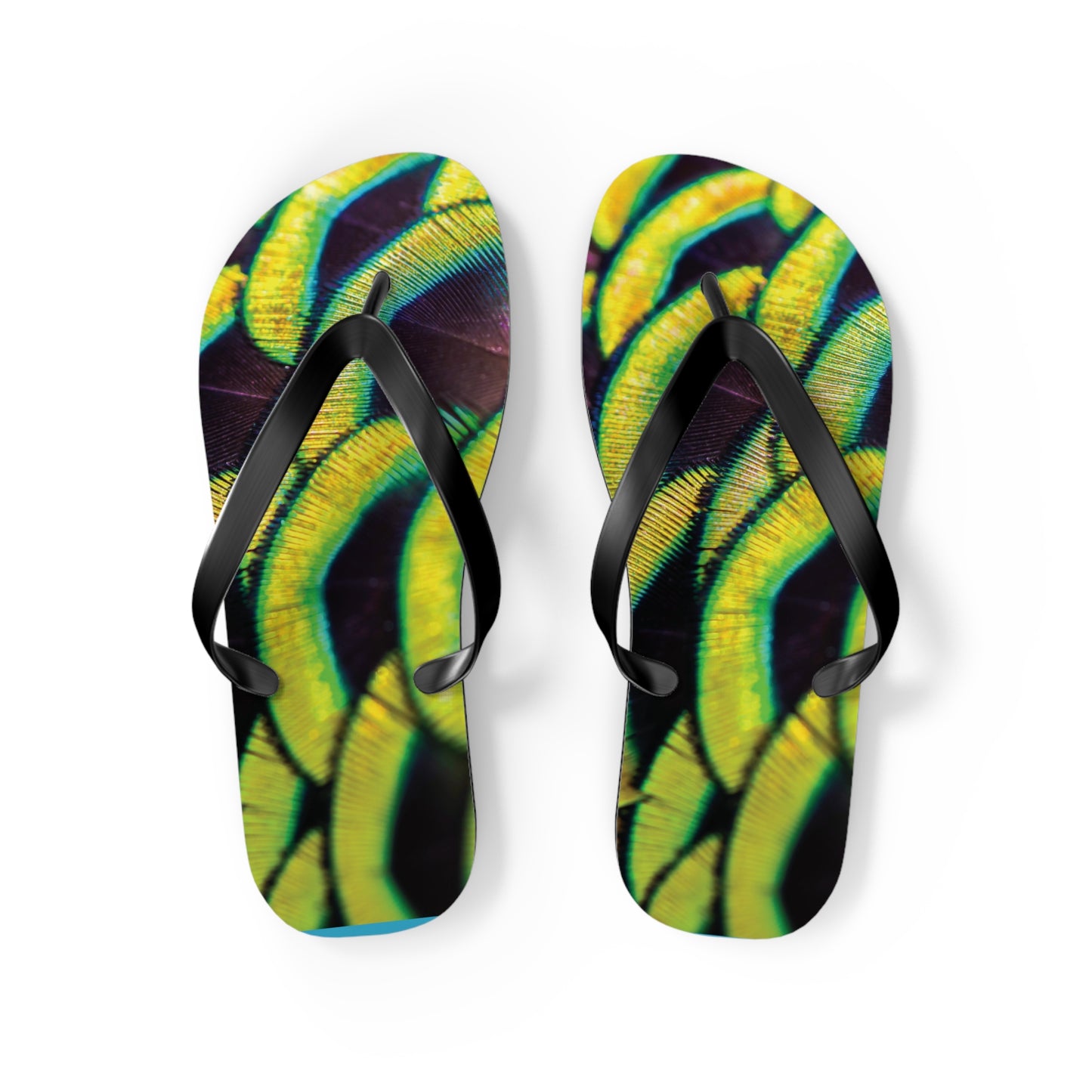 Flip Flops - Yellow Peacock Feathers