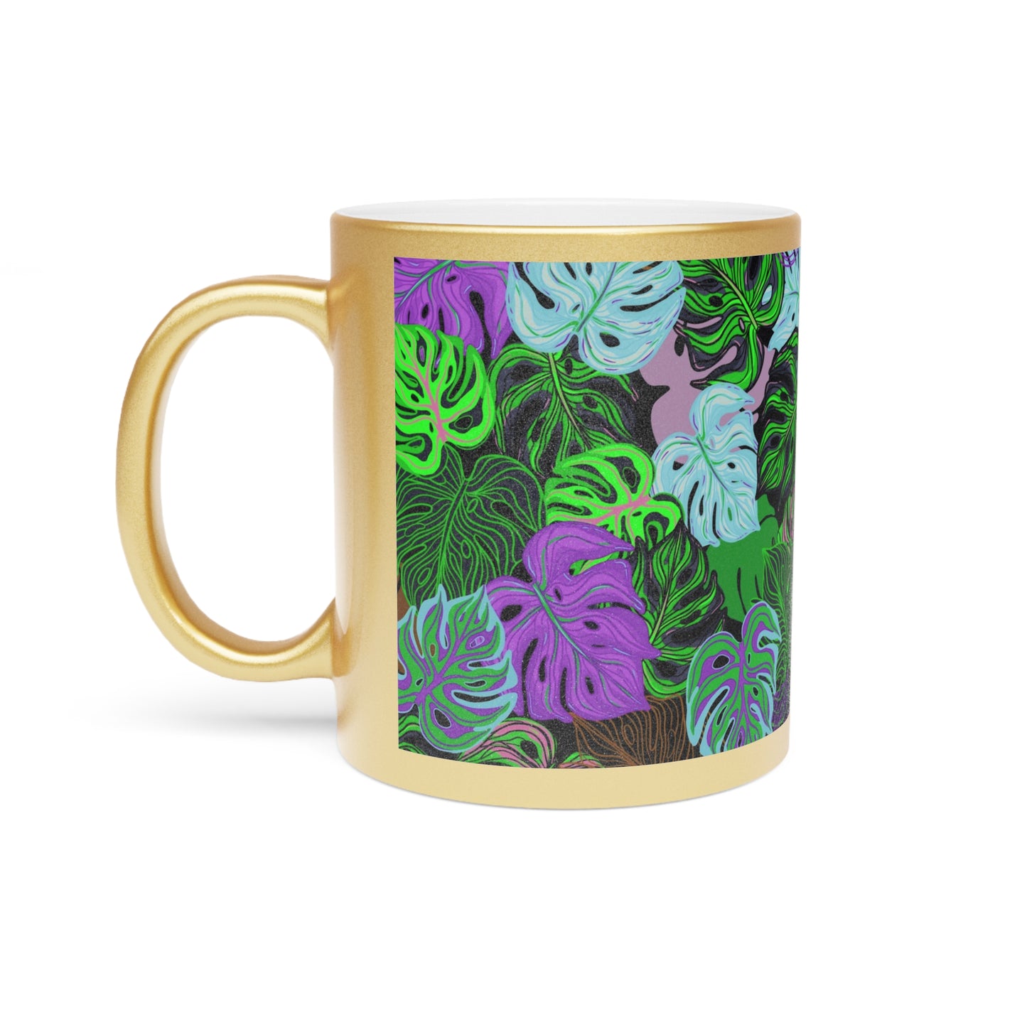 Tropical Metallic Mug, Gold or Silver - Monstera Party