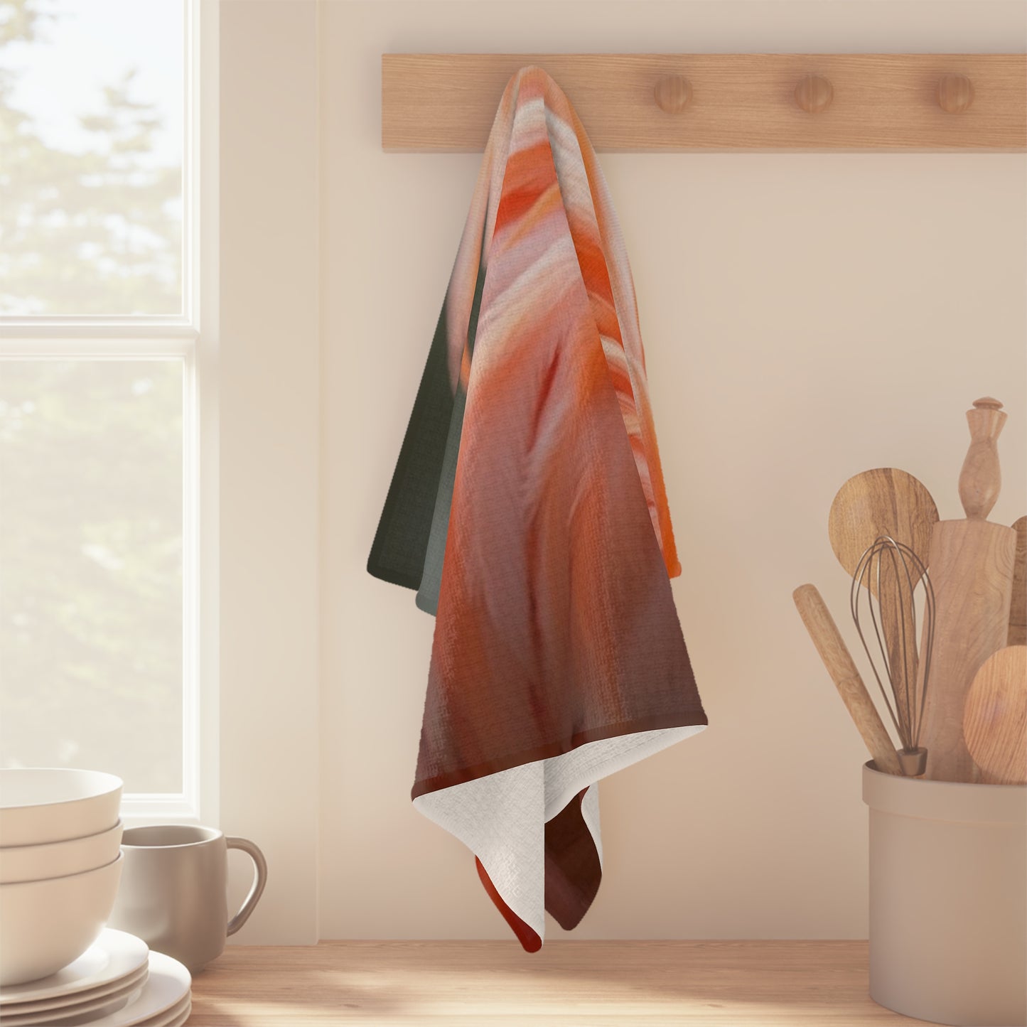 Microfiber Coffee/Tea Towel — Flamingo Feathers