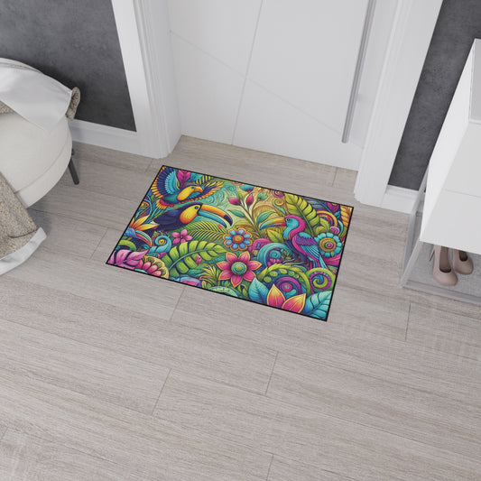Heavy Duty Floor Mat, 5 Sizes – Tropical Area Rug for Home Décor / Rainforest Music