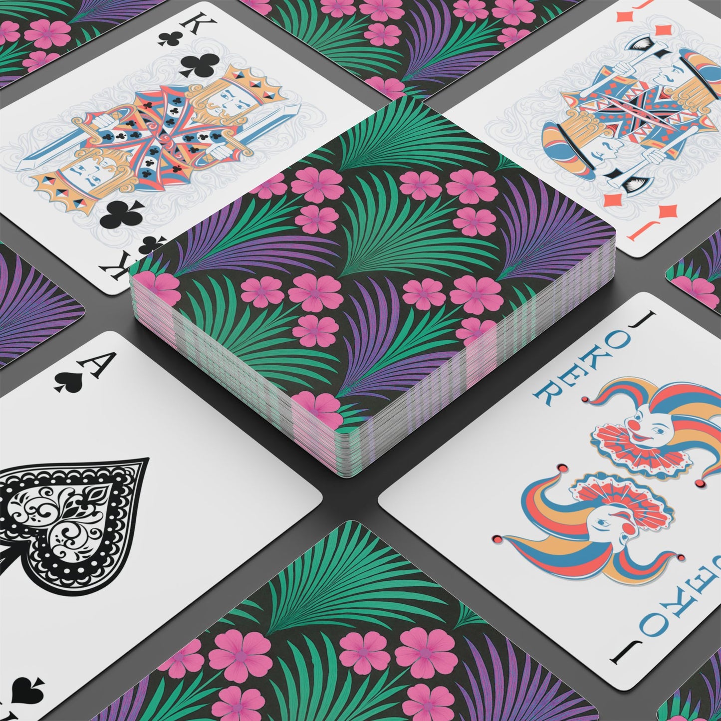 Poker Playing Cards - Midnight Hibiscus Deco/Pink