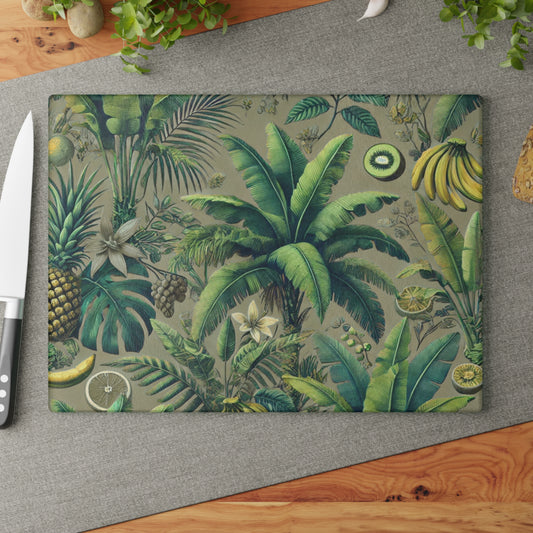 Glass Cutting Board, 2 sizes - More Tropical Fruit, Taupe
