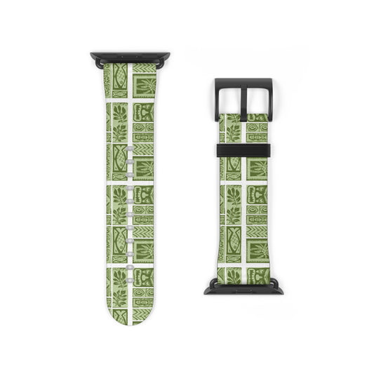 Apple Watch Band - Green Tiki Motifs