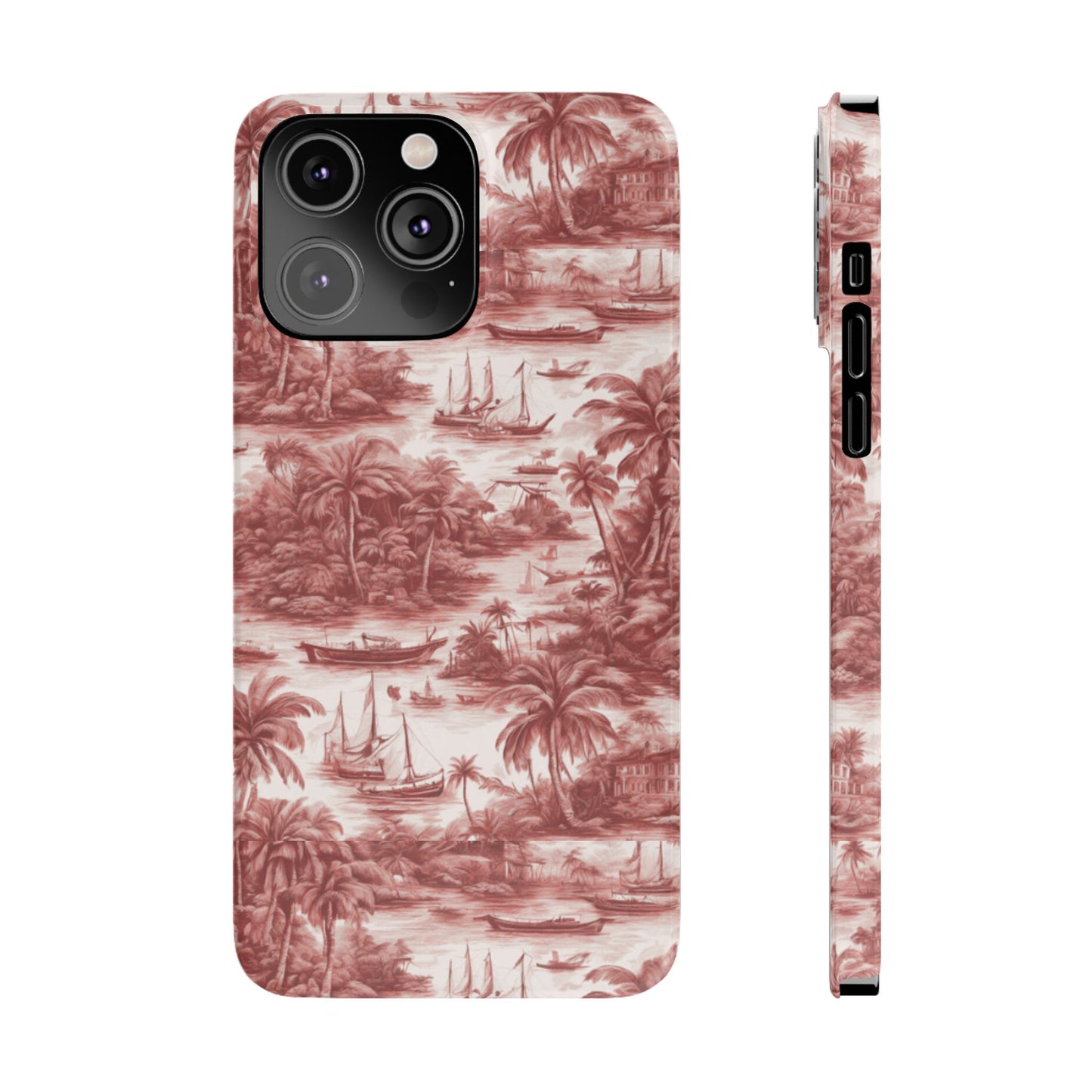 Slim Phone Cases - Tropical Toile #1, russet