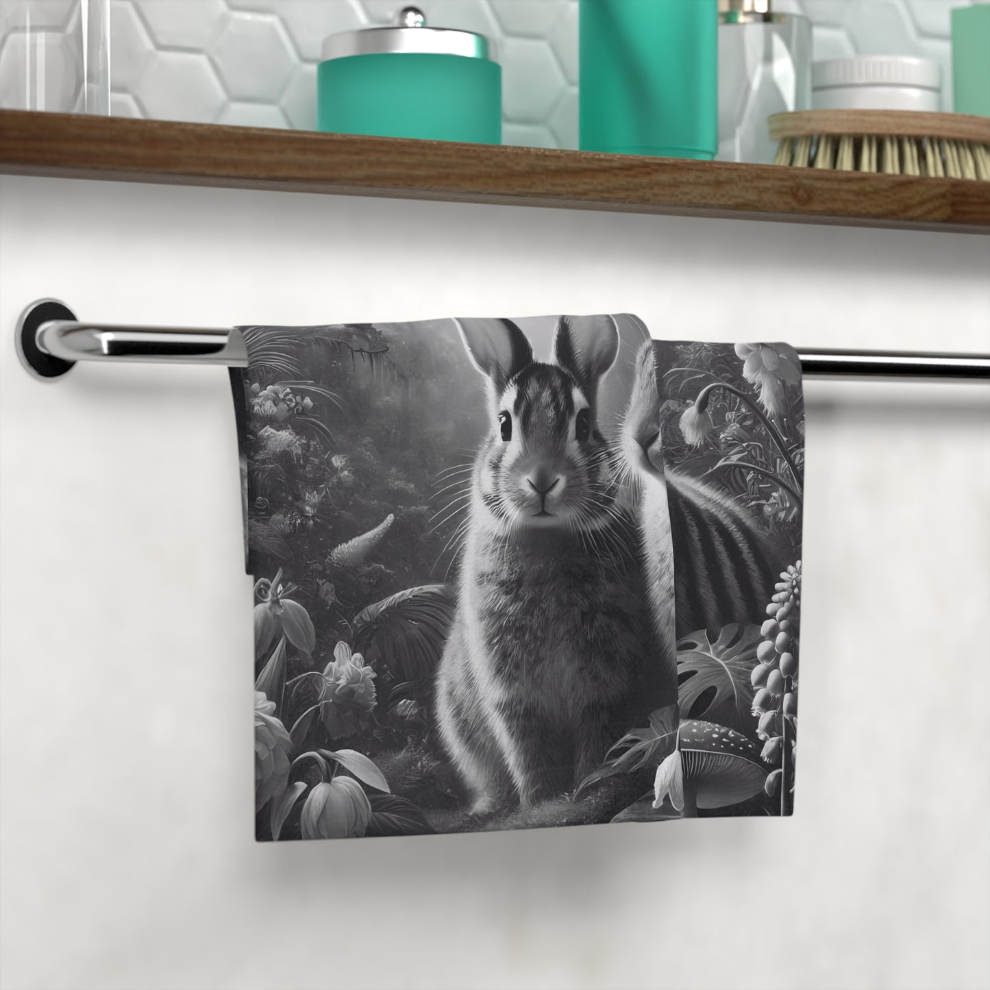 Face Towel - Tropical Sumatran Rabbits/Slate