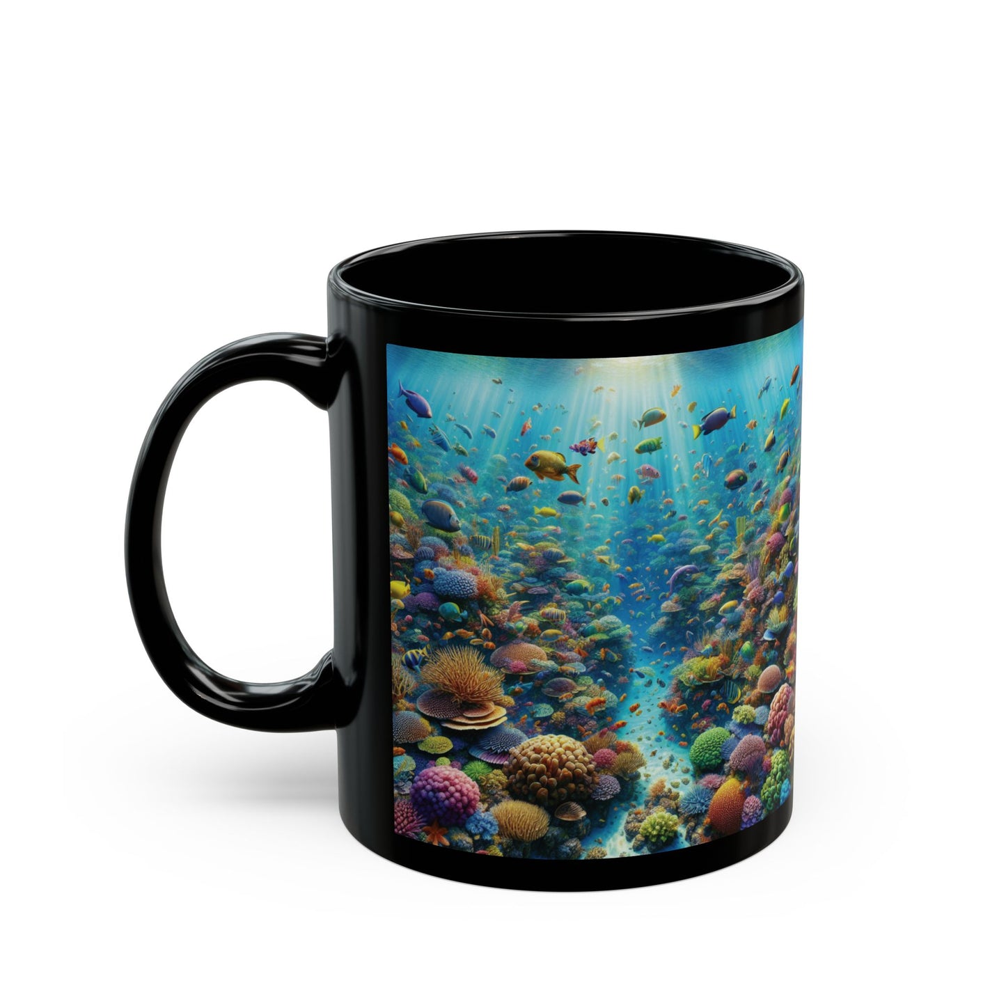 Black Coffee Mug - Busy Coral Reef