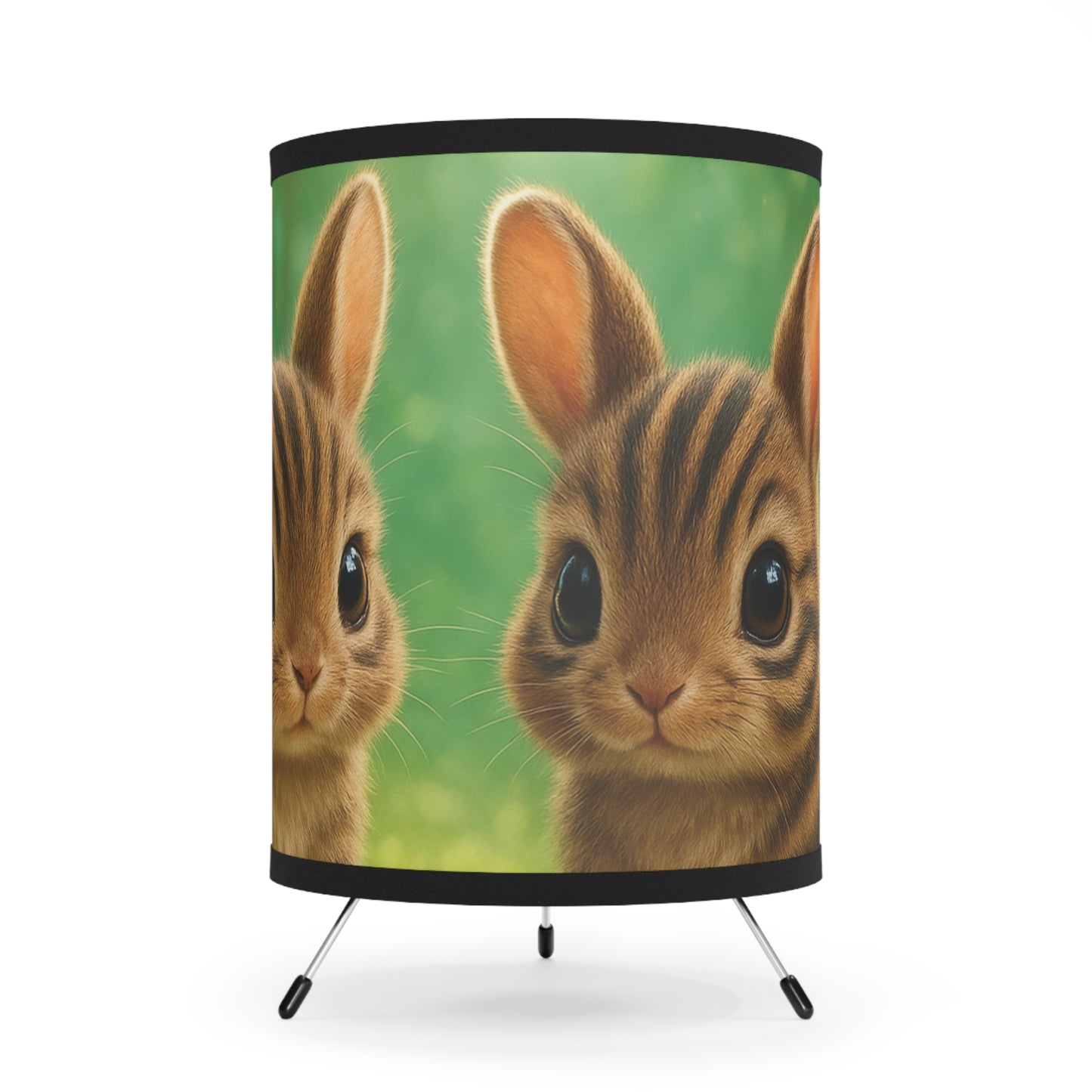 Baby Sumatran Rabbits Tripod Lamp with Artistic High-Res Shade - Perfect for Home Décor