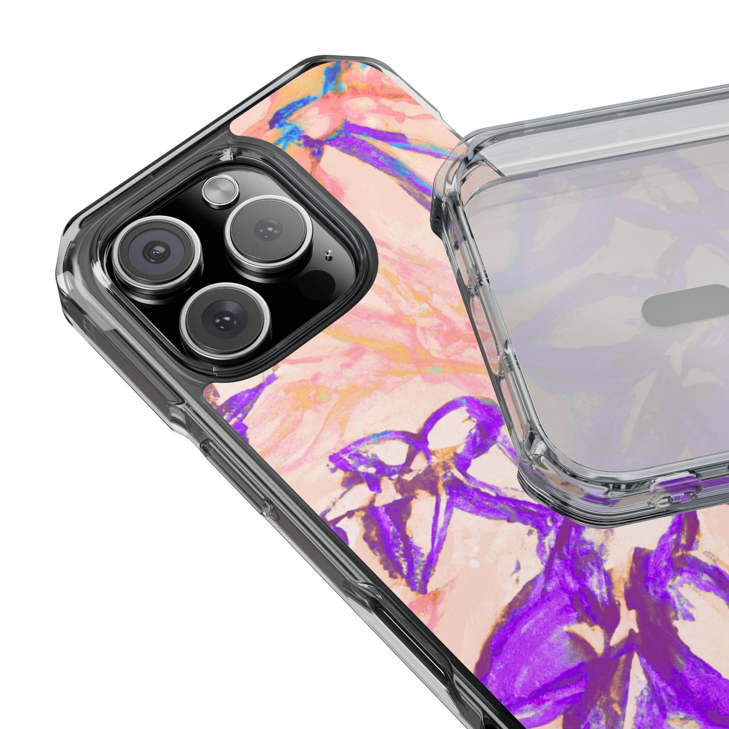 Tropical Doodles/Peach Magnetic Clear Phone Case, Many Models