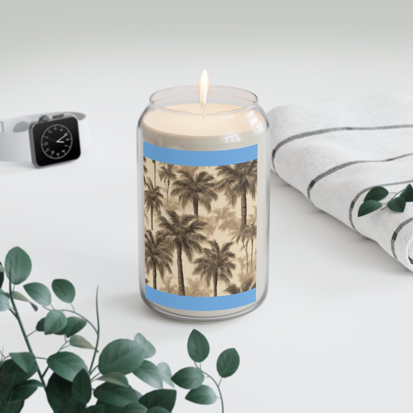 Scented Candle, 13.75oz - Lisa's Fluffy Palms, light blue