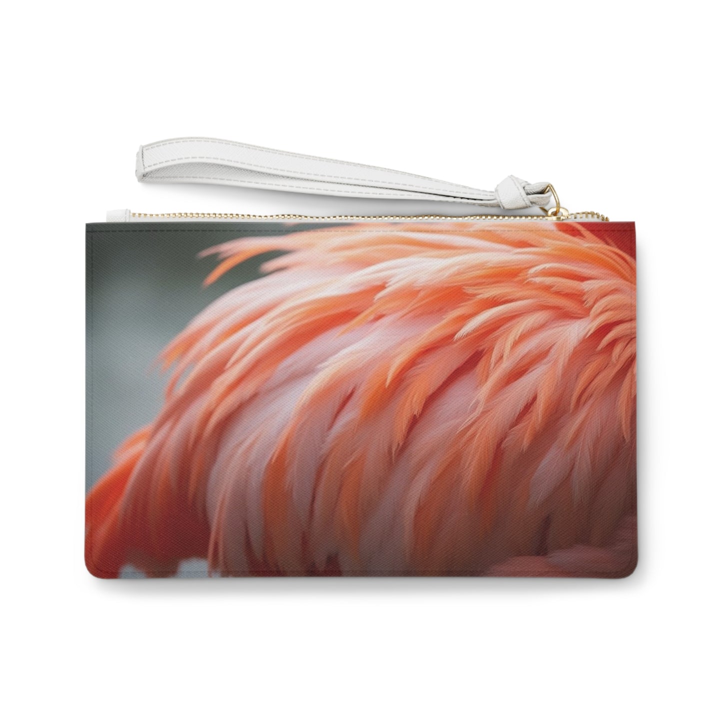 Tropical Faux Leather Clutch Bag - Perfect for Beach Adventures & Summer Vacations / Flamingo Feathers