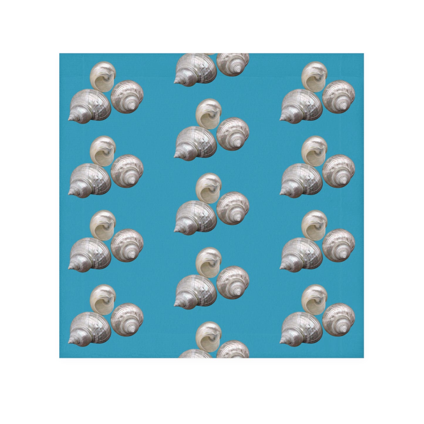 Face Towel - White Nautilus Shells/Turquoise