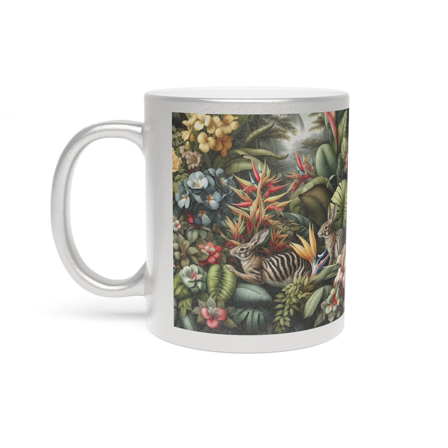 Tropical Metallic Mug, Gold or Silver - Rainforest Rabbit Outing
