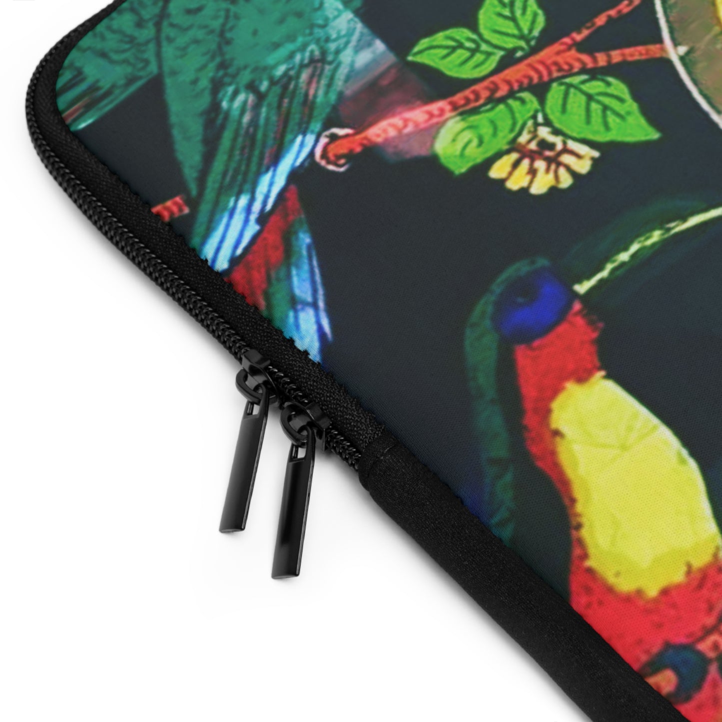 Tropical Laptop Sleeve, 5 Sizes - Perfect for Beach Lovers & Students / Parrots & Real Butterfly Wings Art