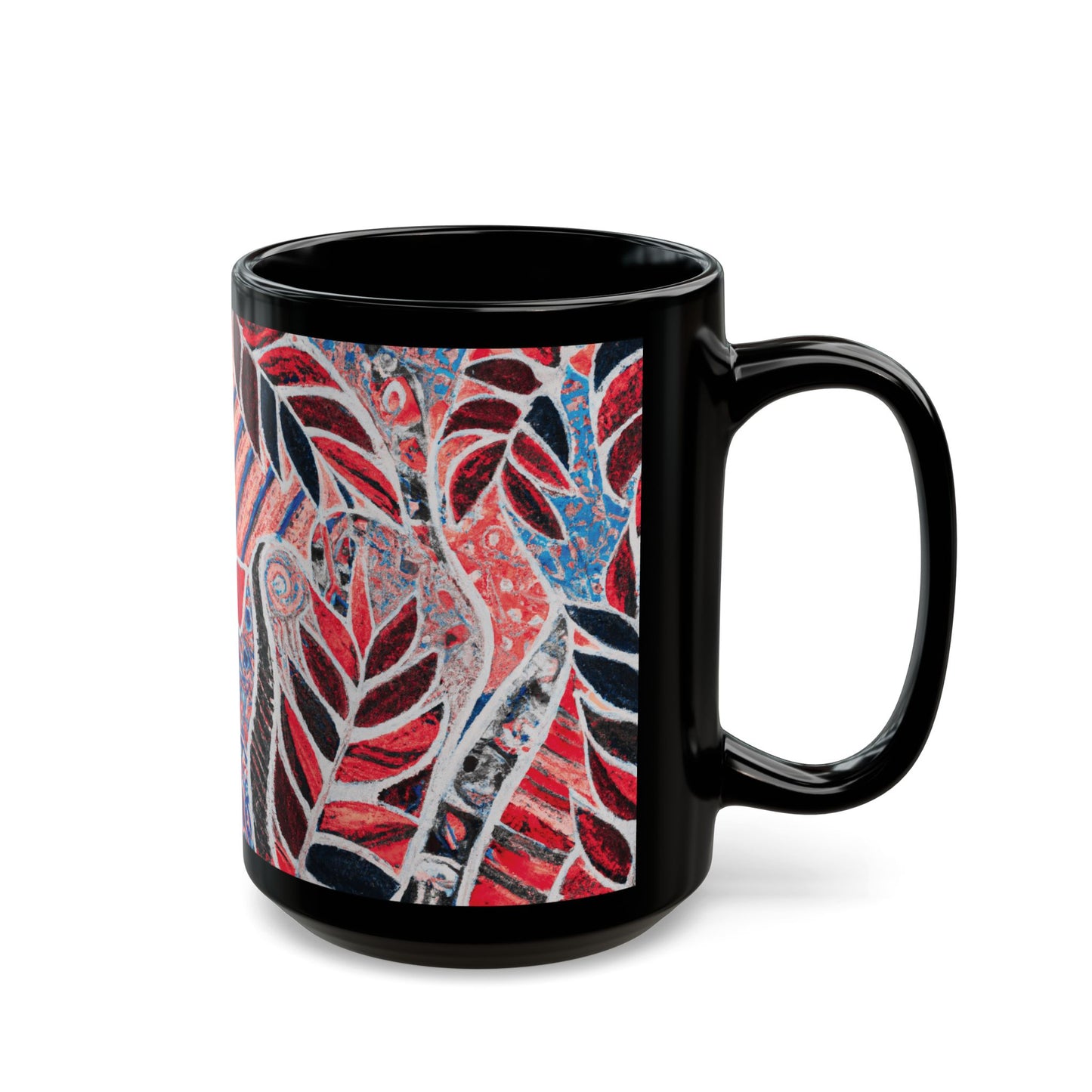 Black Coffee Mug - Amazon Whimsy, Red