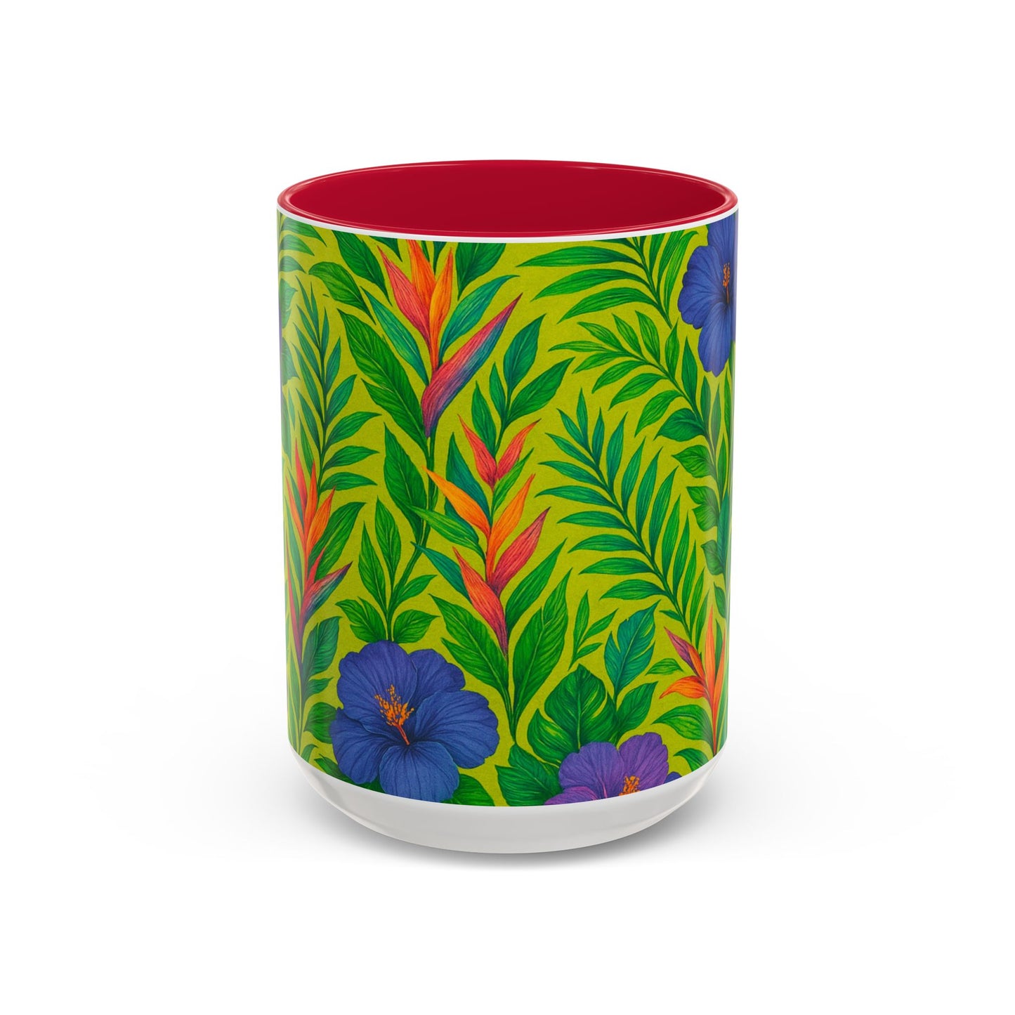 Vibrant Floral Coffee Mug - 11oz & 15oz / Midnight Flower Lime