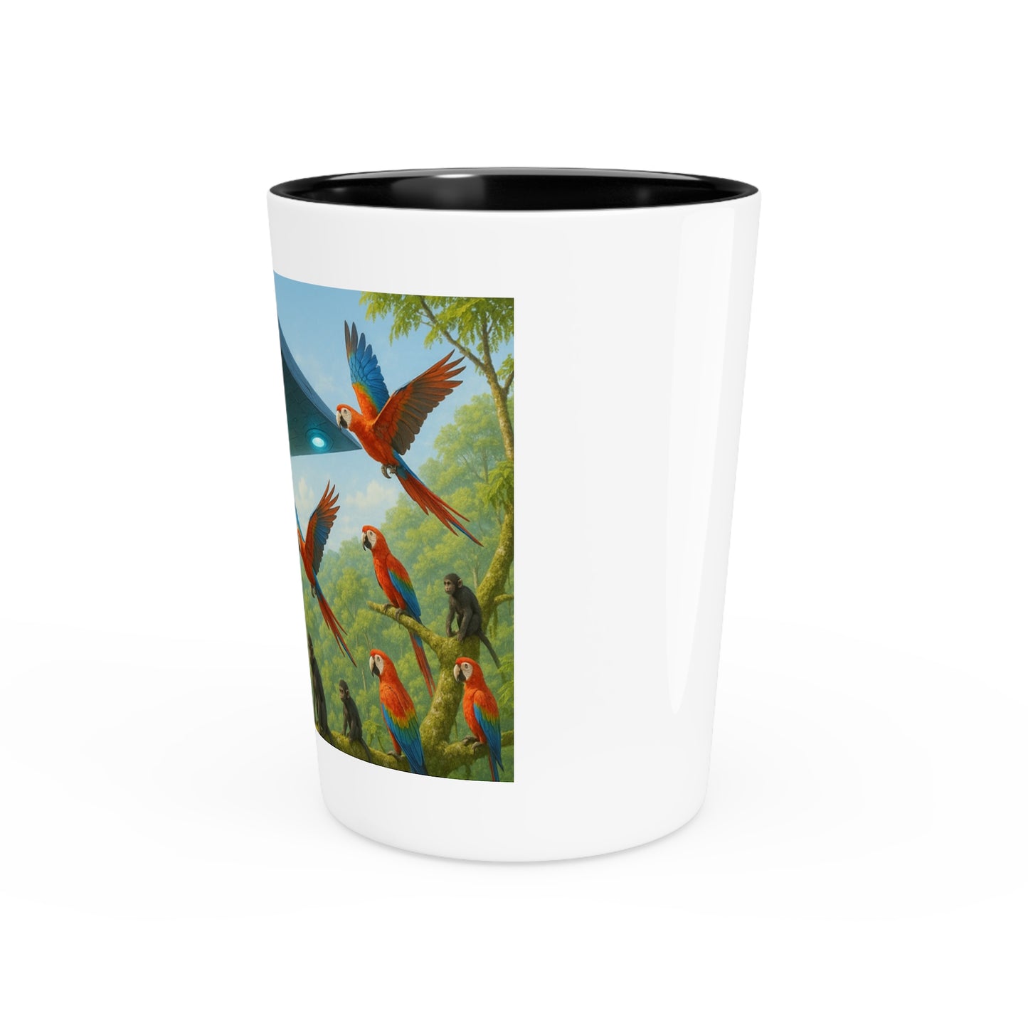 Shot Glass - UFO and Macaws