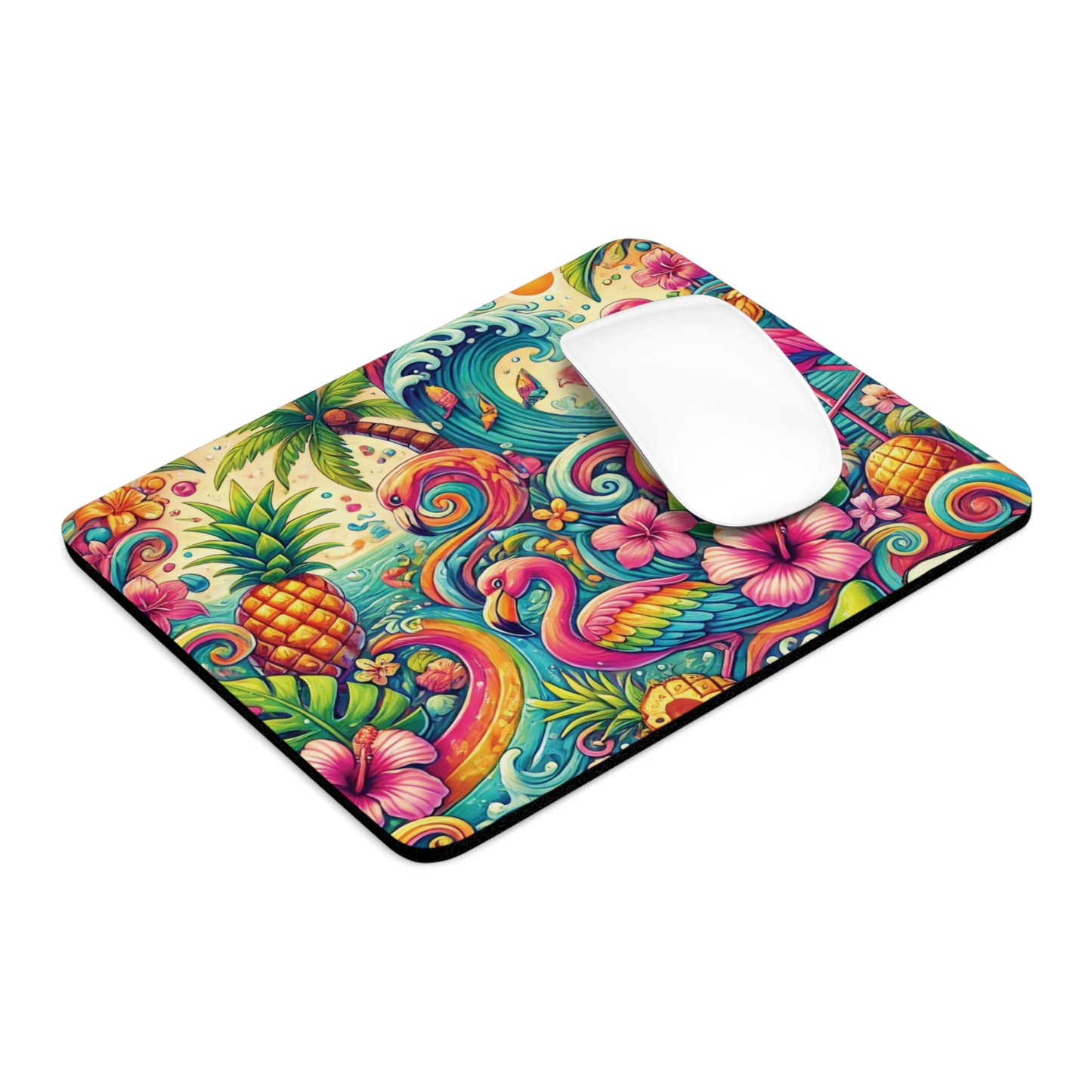 Tropical Mouse Pad, 2 Shapes - Beach Vibes for Home Office & Gamer / Flamingo Funday
