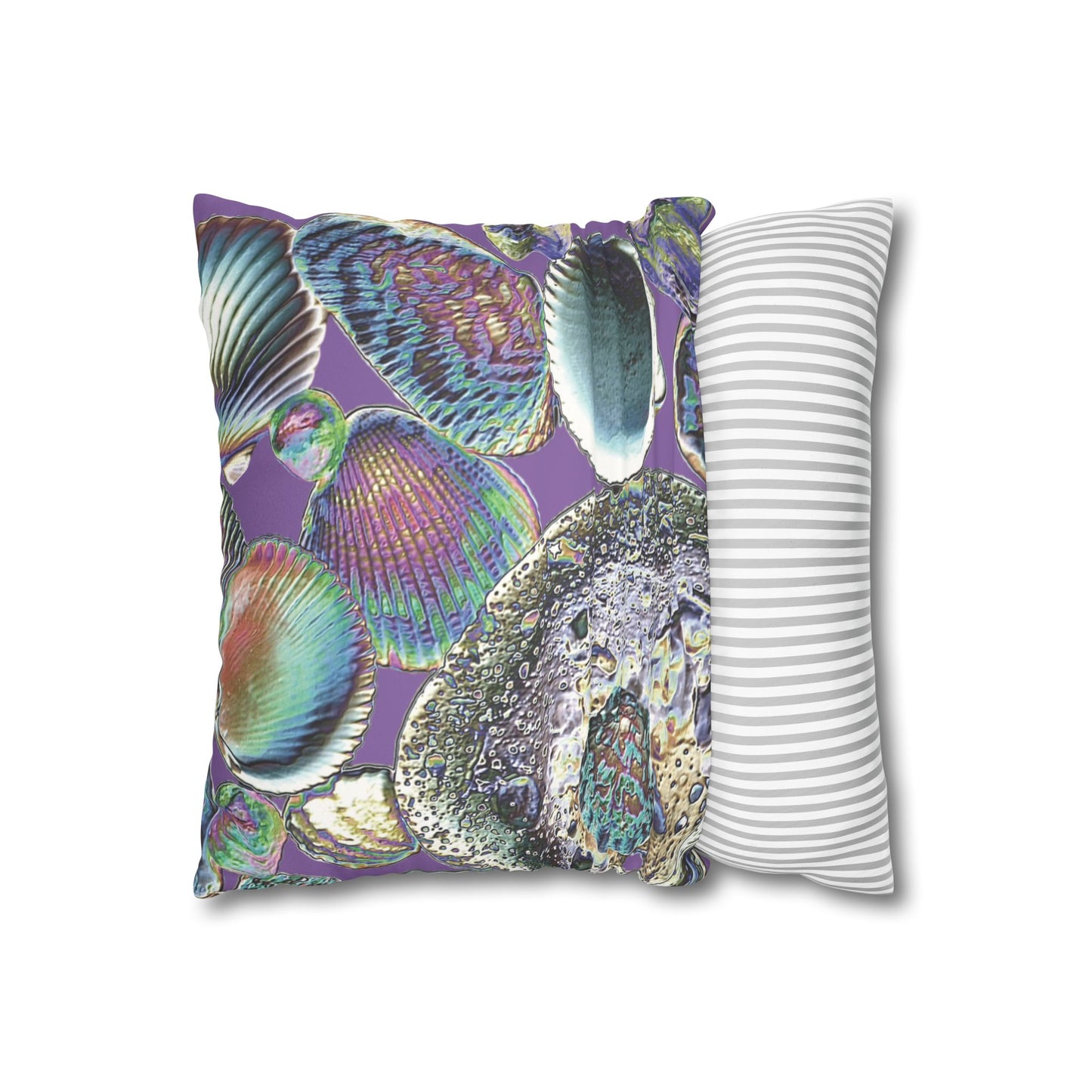 Faux Suede Square Pillowcase - Heatwave Seashell Collection, Light Purple