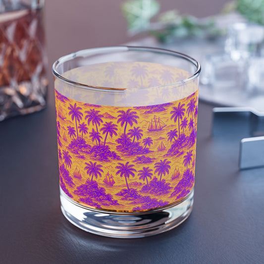 Tropical Paradise Rocks Glass - 10oz Colorful Island Design