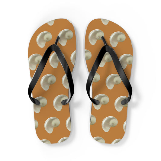 Flip Flops - White Nautilus Shell, light brown