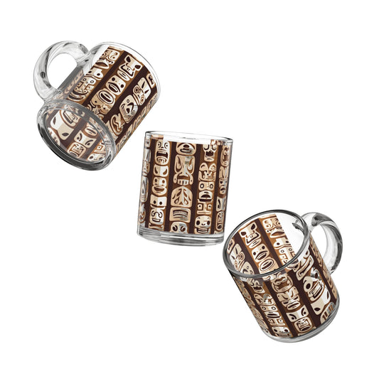 Tropical Glass Mug - 10oz Coffee Cup / Funny Tiki Totems