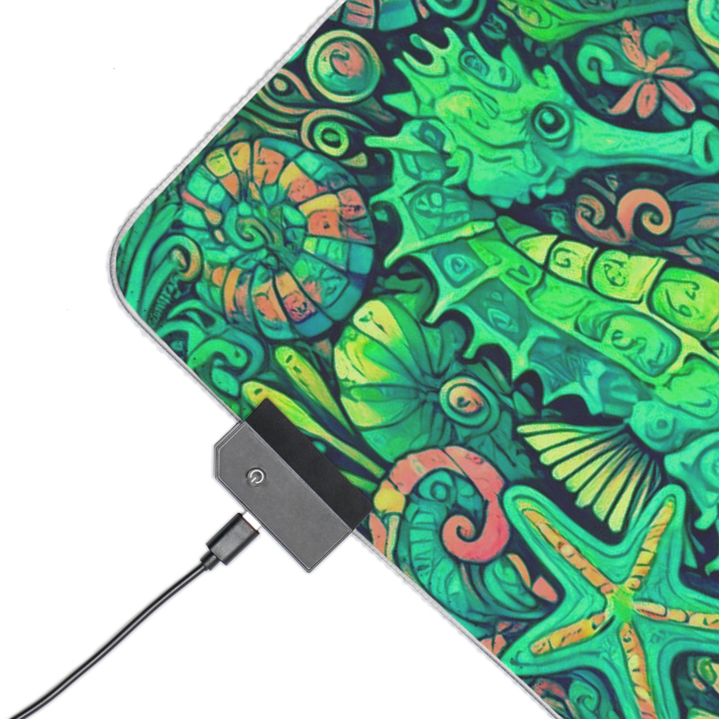 LED Gaming Mouse Pad With Vibrant RGB Lighting, 4 Sizes / Seahorse Trio, Lime