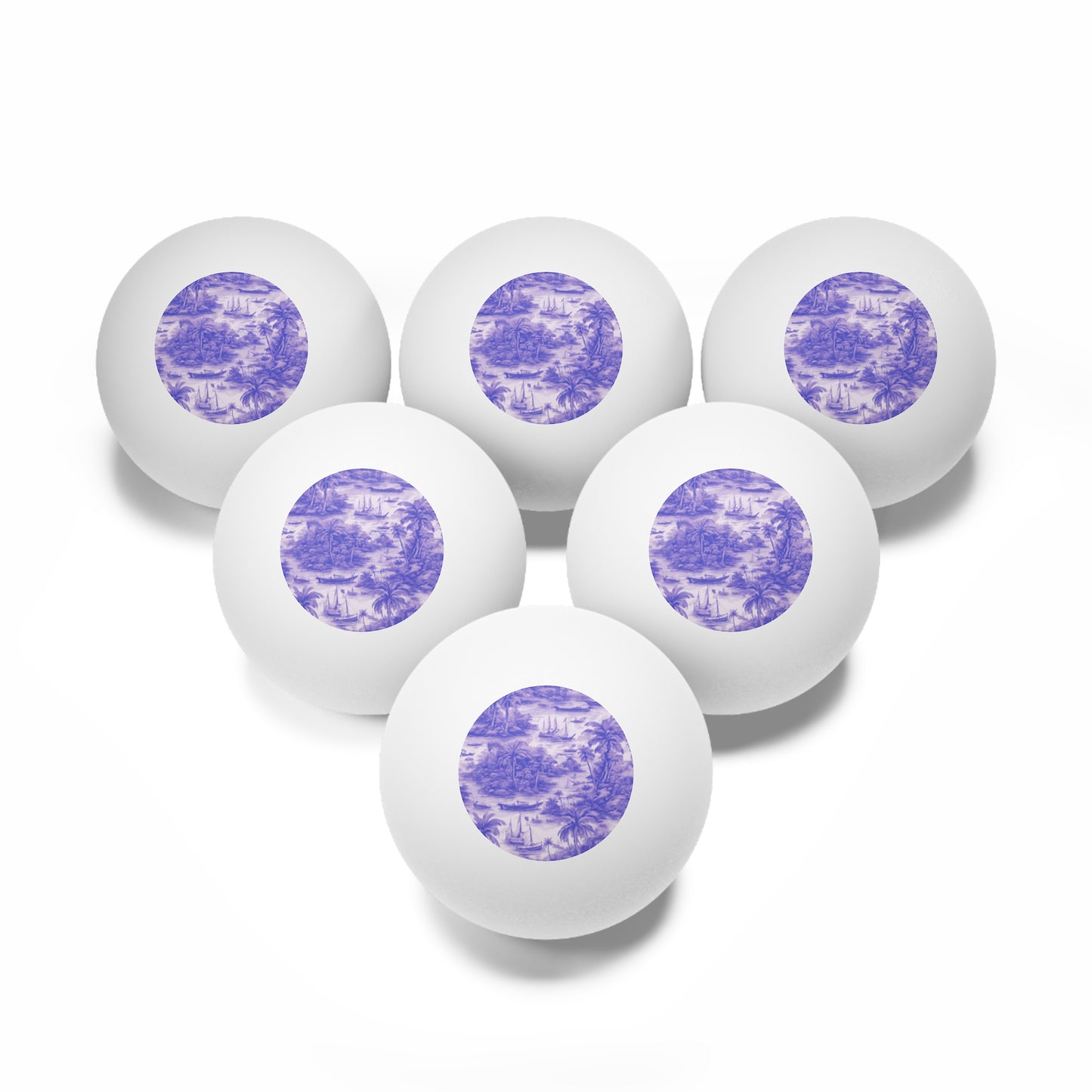 Tropical Paradise Ping Pong Balls - 6 Pack with Tropical Toile Purple