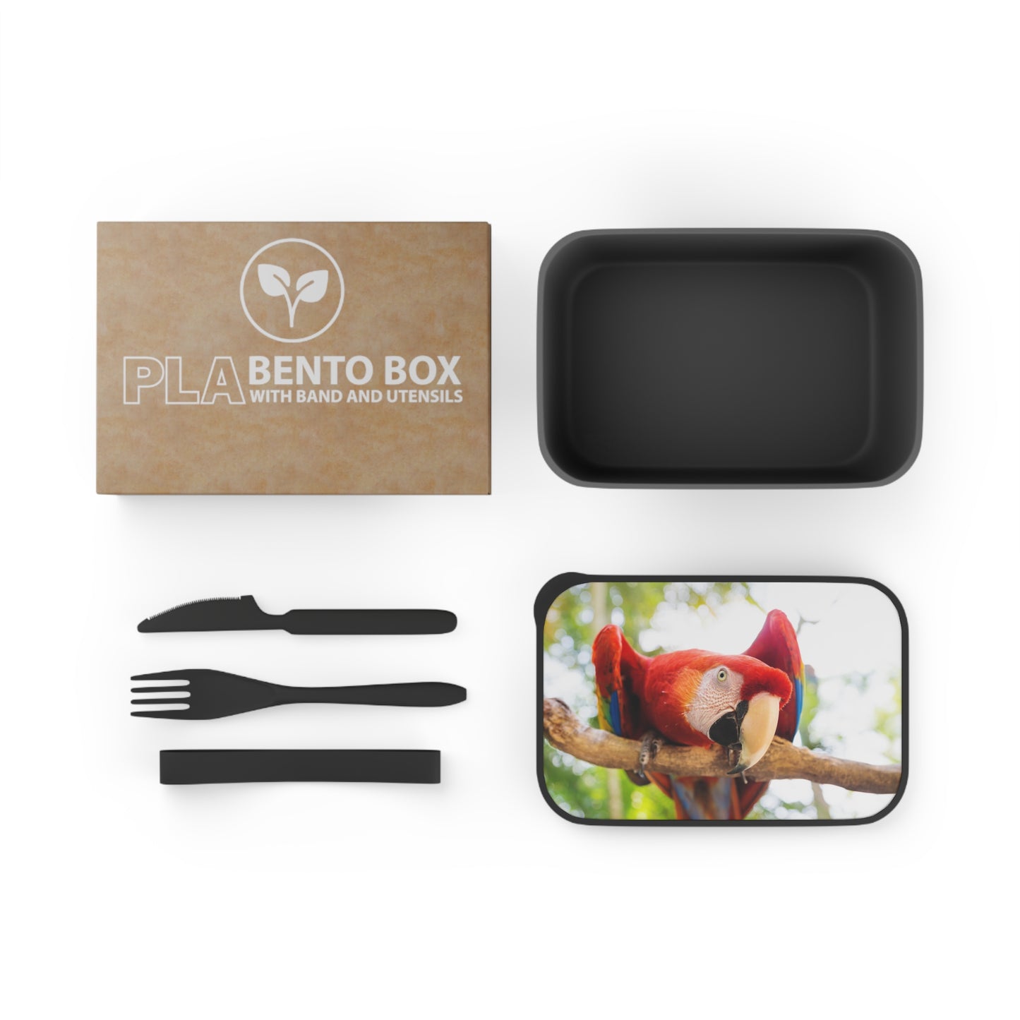 Bento Box with Utensils -Parrot Friend