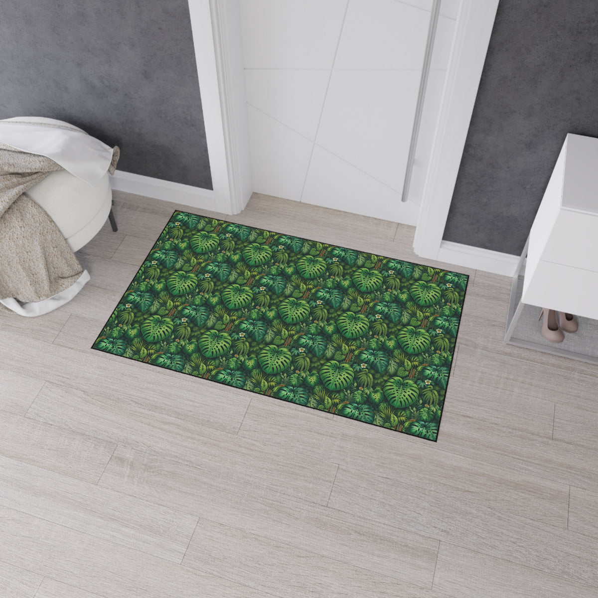 Heavy Duty Floor Mat, 5 Sizes – Tropical Area Rug for Home Décor / Rainforest Greenery