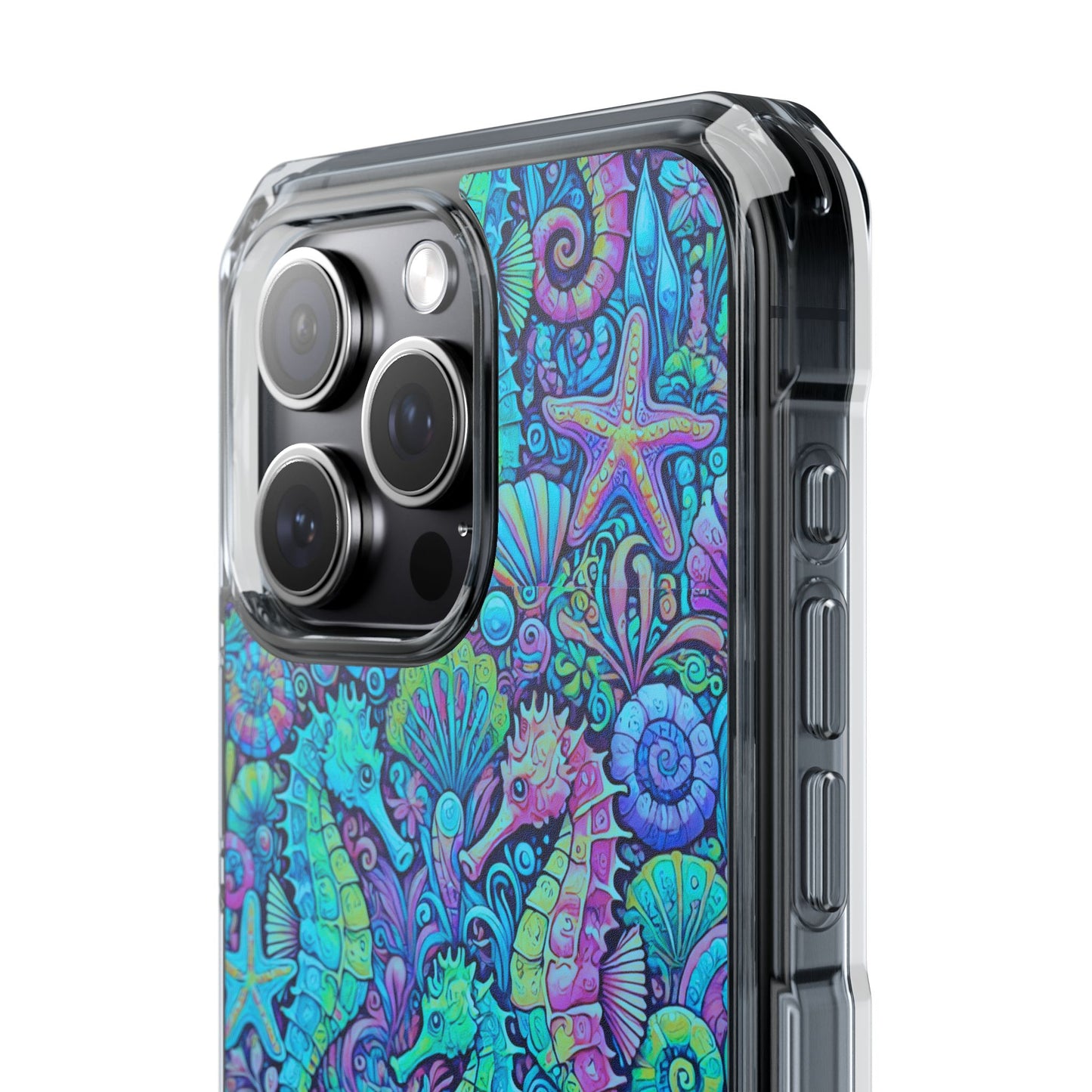 Seahorses/Turquoise POP Magnetic Clear Phone Case, Many Models