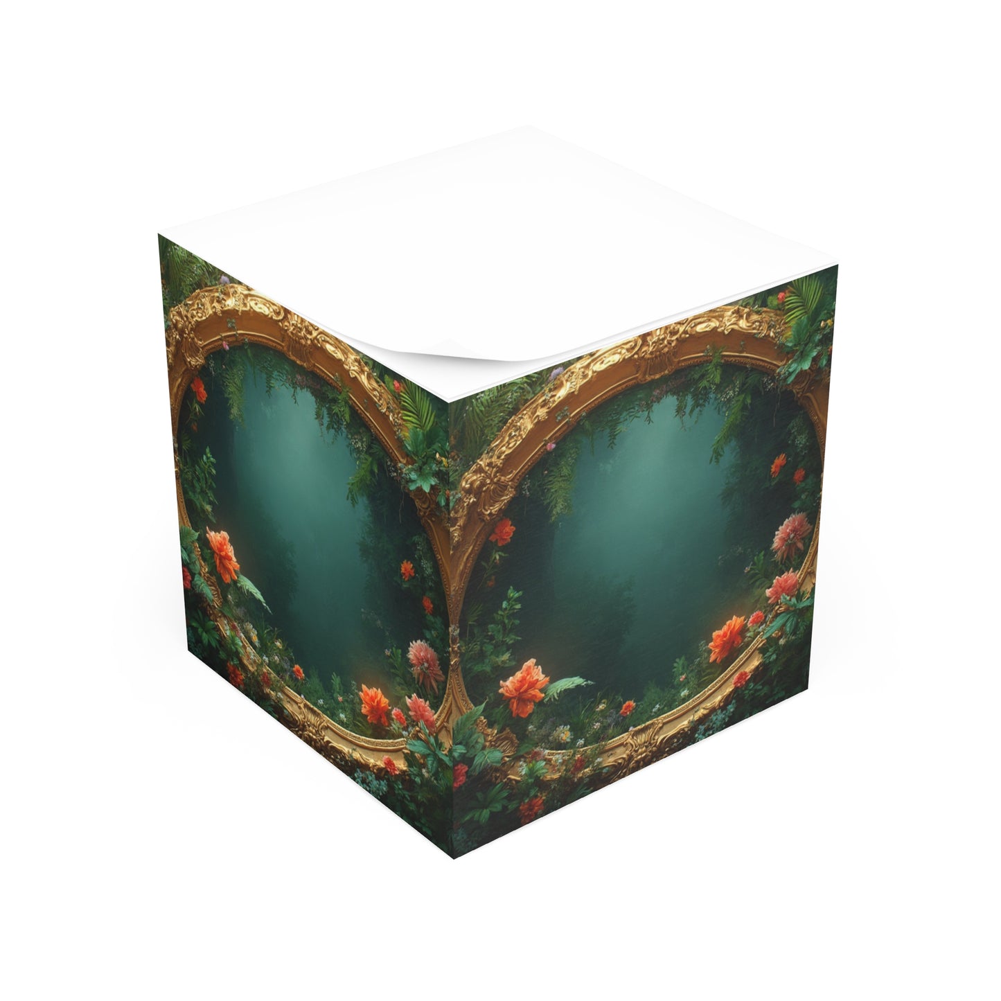 Note Cube - Orange Flower Rainforest Frame