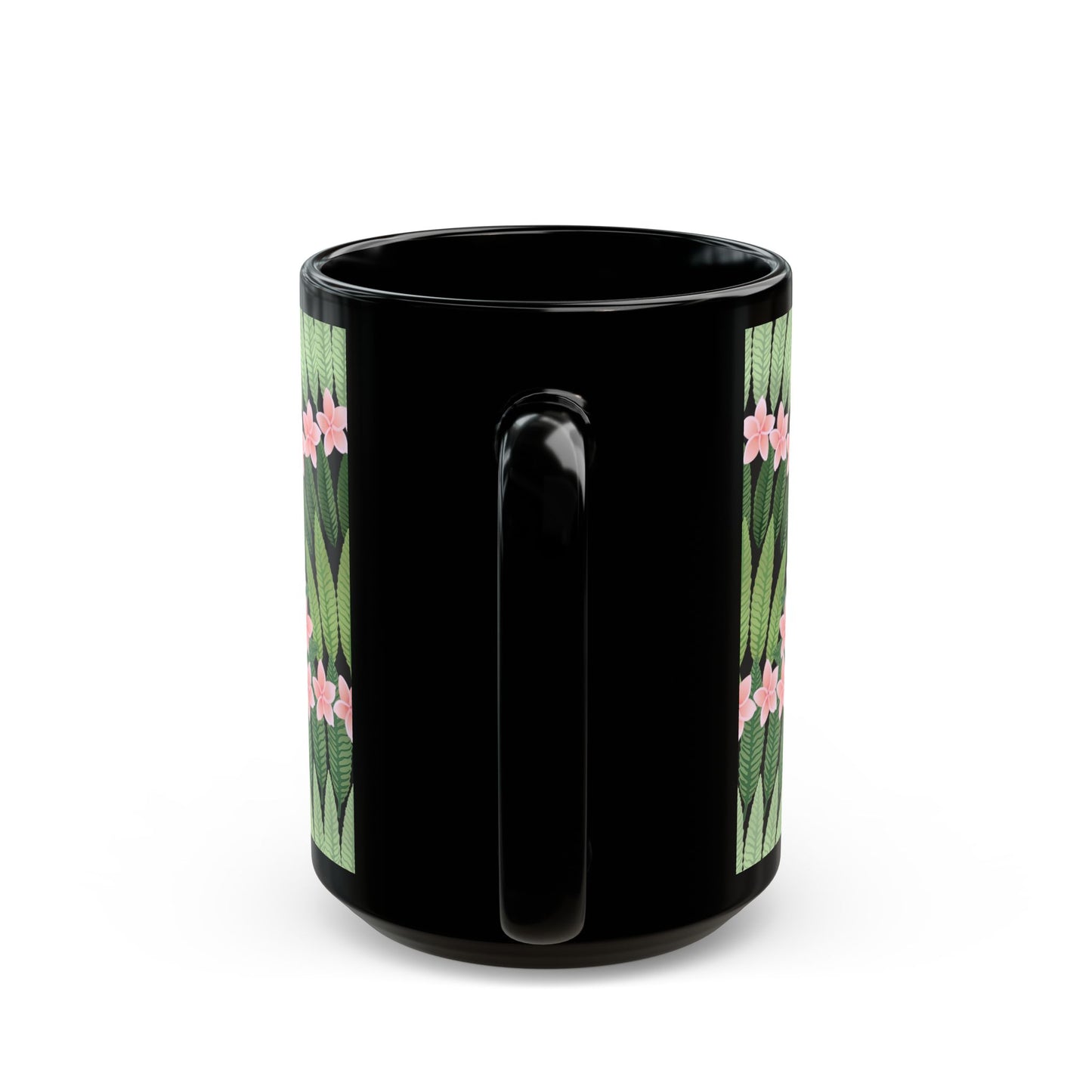 Plumeria and Palms Black Coffee Mug