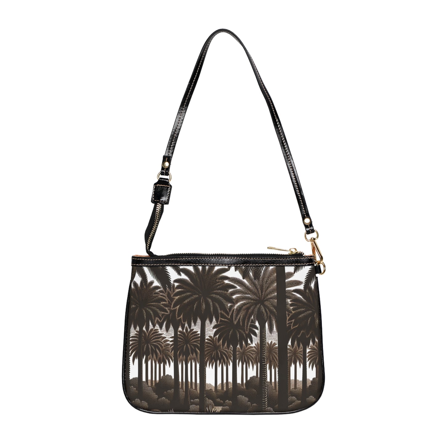 Woodcut Palm Grove / Tropical Floral Small Shoulder Bag - Stylish and Versatile Handbag